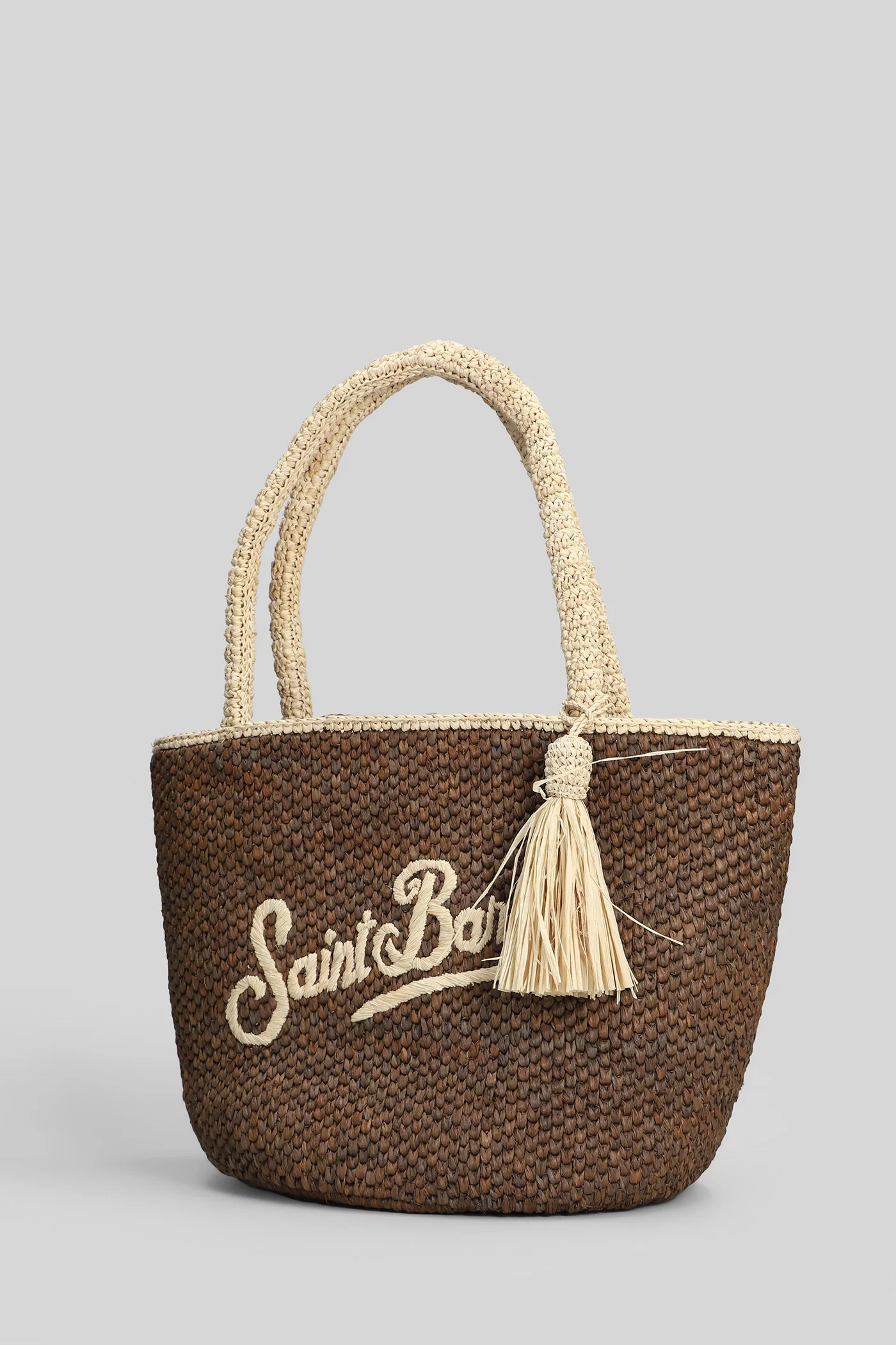 Marcy Raffia Mid Hand bag in brown raffia - Image 2