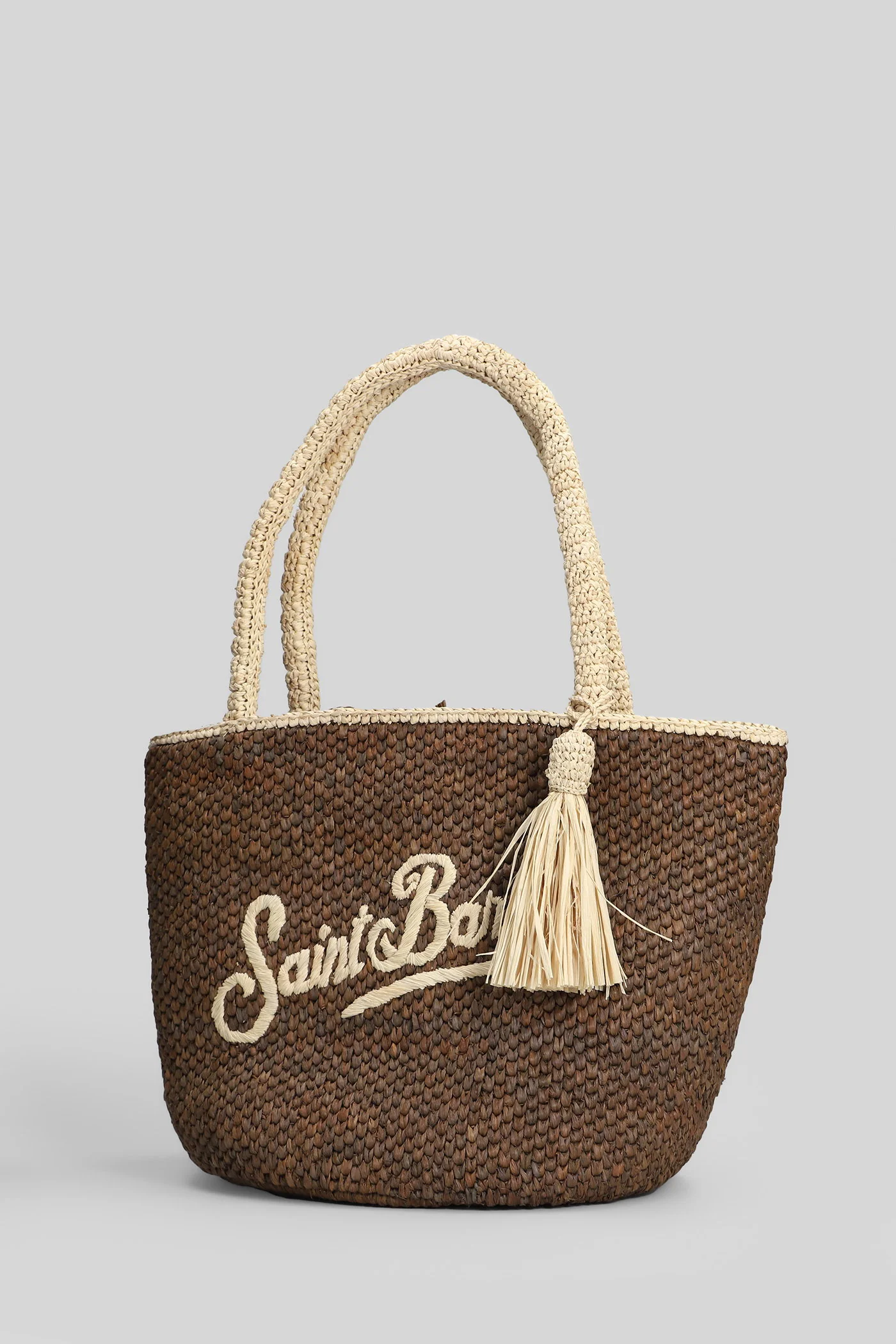 Marcy Raffia Tote in brown raffia - Image 2