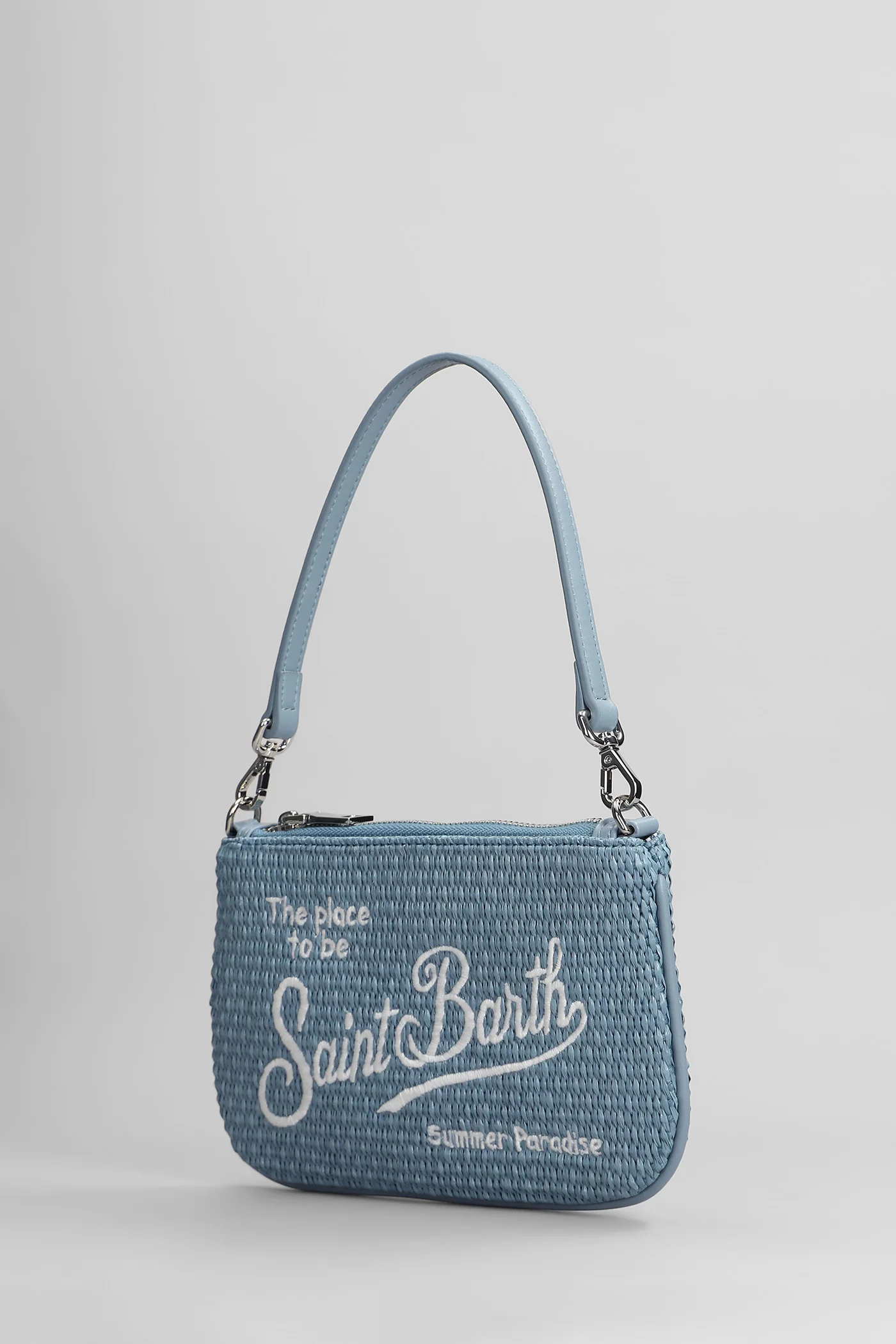 Parisienne mini Clutch in blue raffia - Image 2