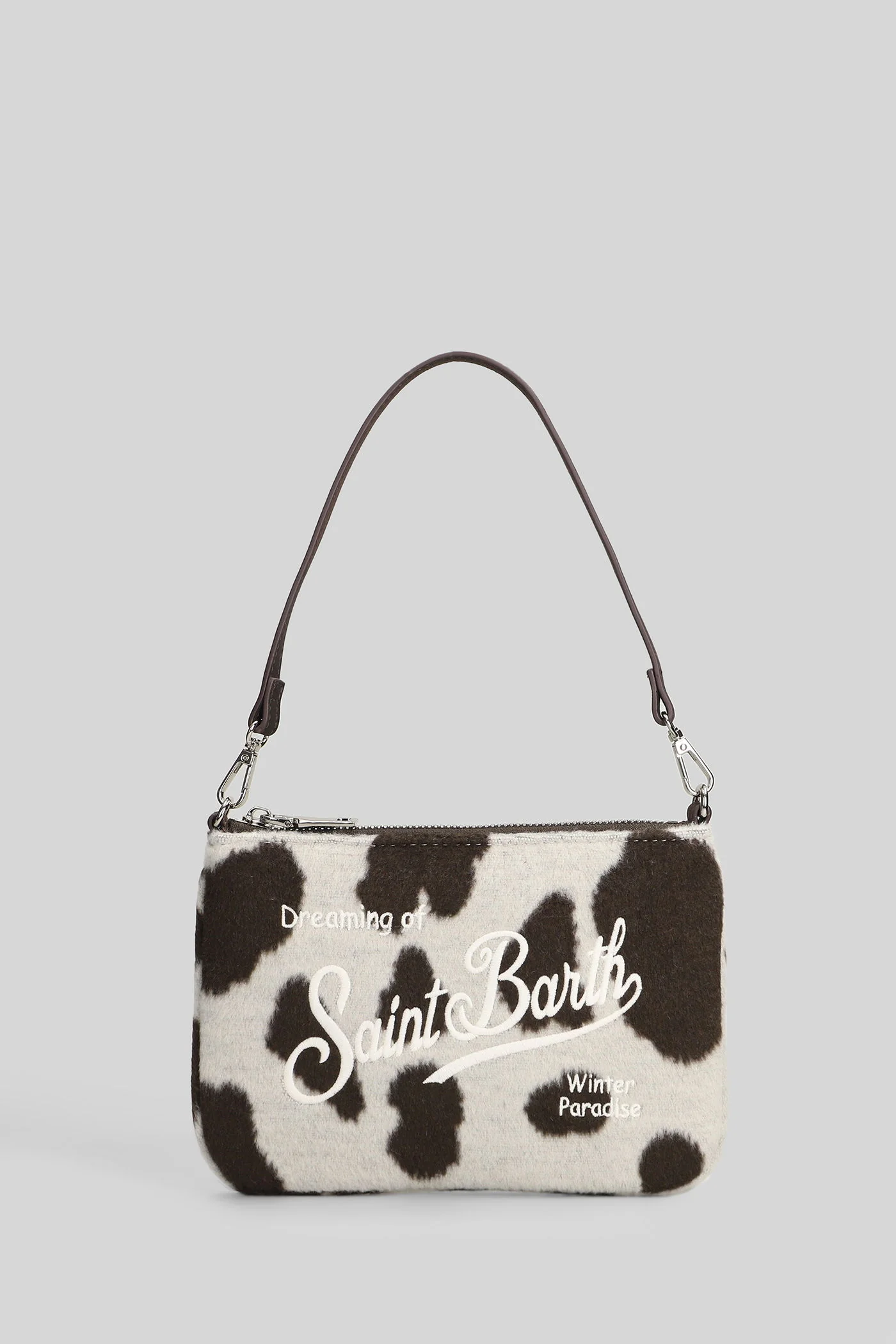 Parisienne mini felt Clutch in white polyester