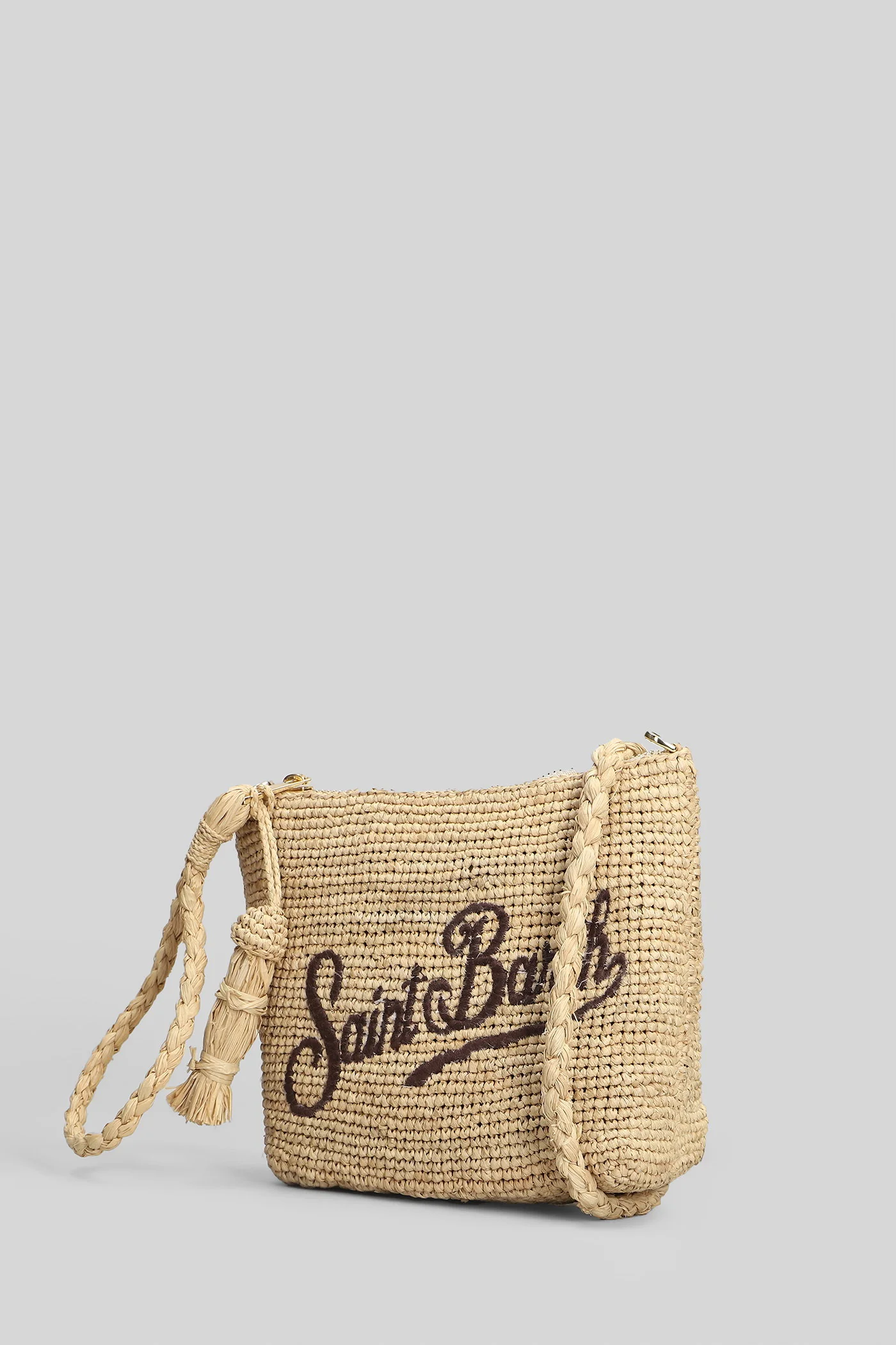 Raffia Pouch Shoulder bag in beige raffia - Image 2