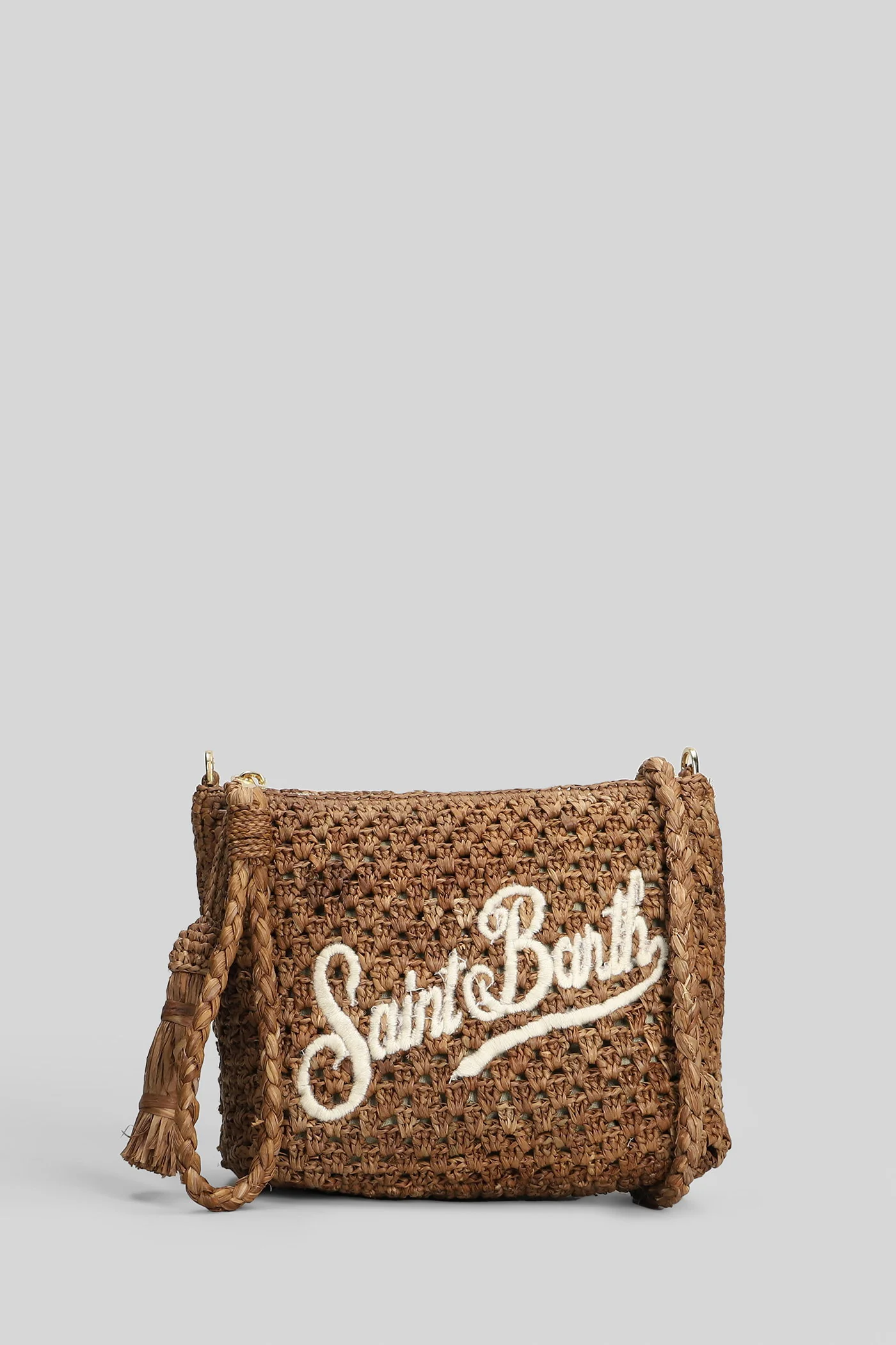 Raffia Pouch Shoulder bag in brown raffia