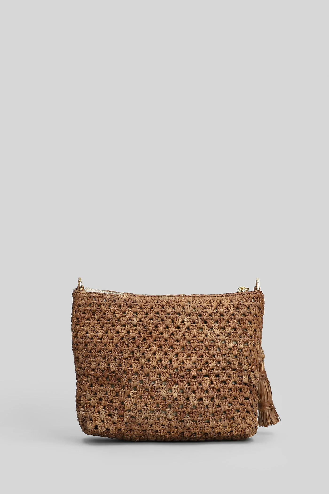 Raffia Pouch Shoulder bag in brown raffia - Image 3