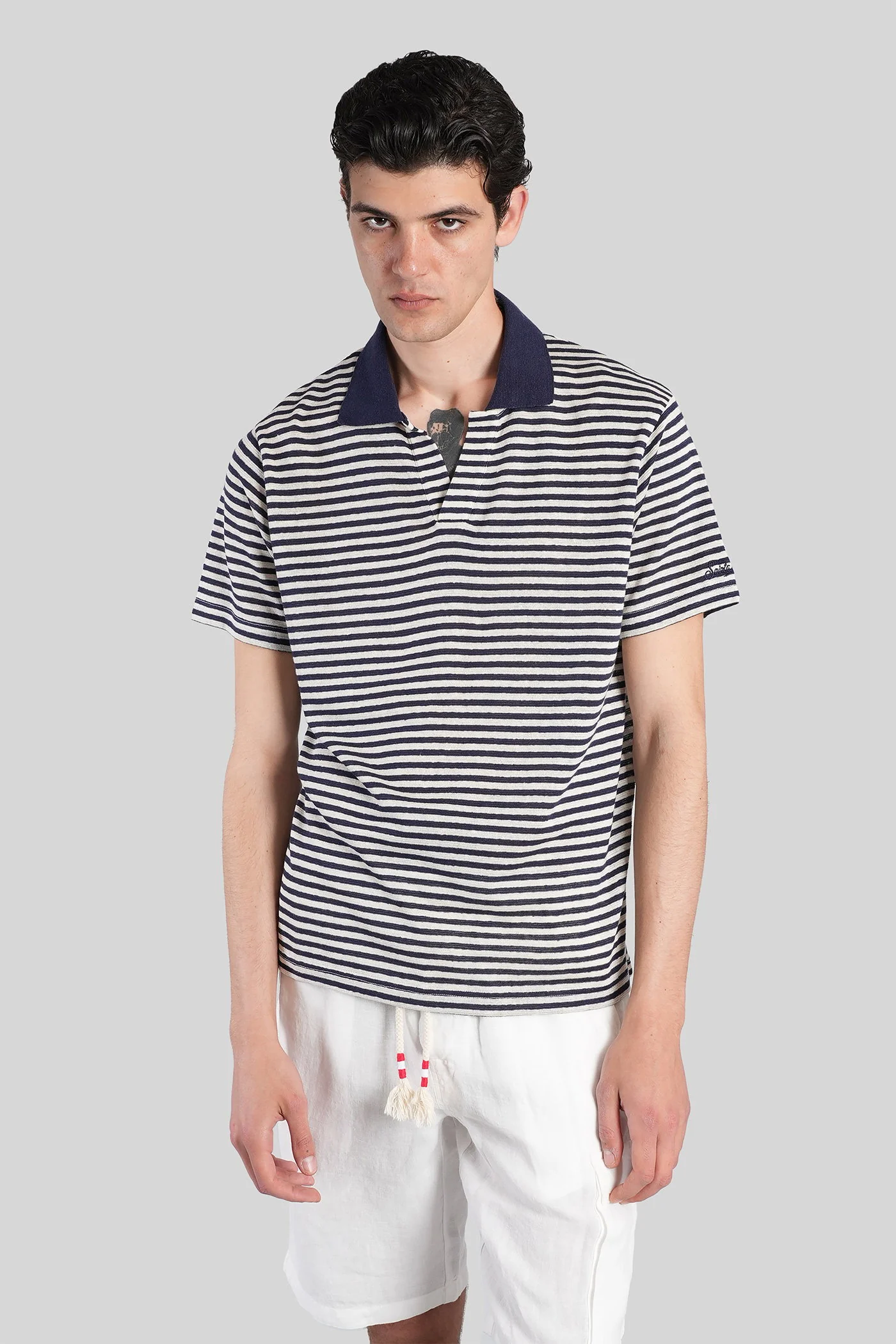 Rye Stripes Polo in white cotton