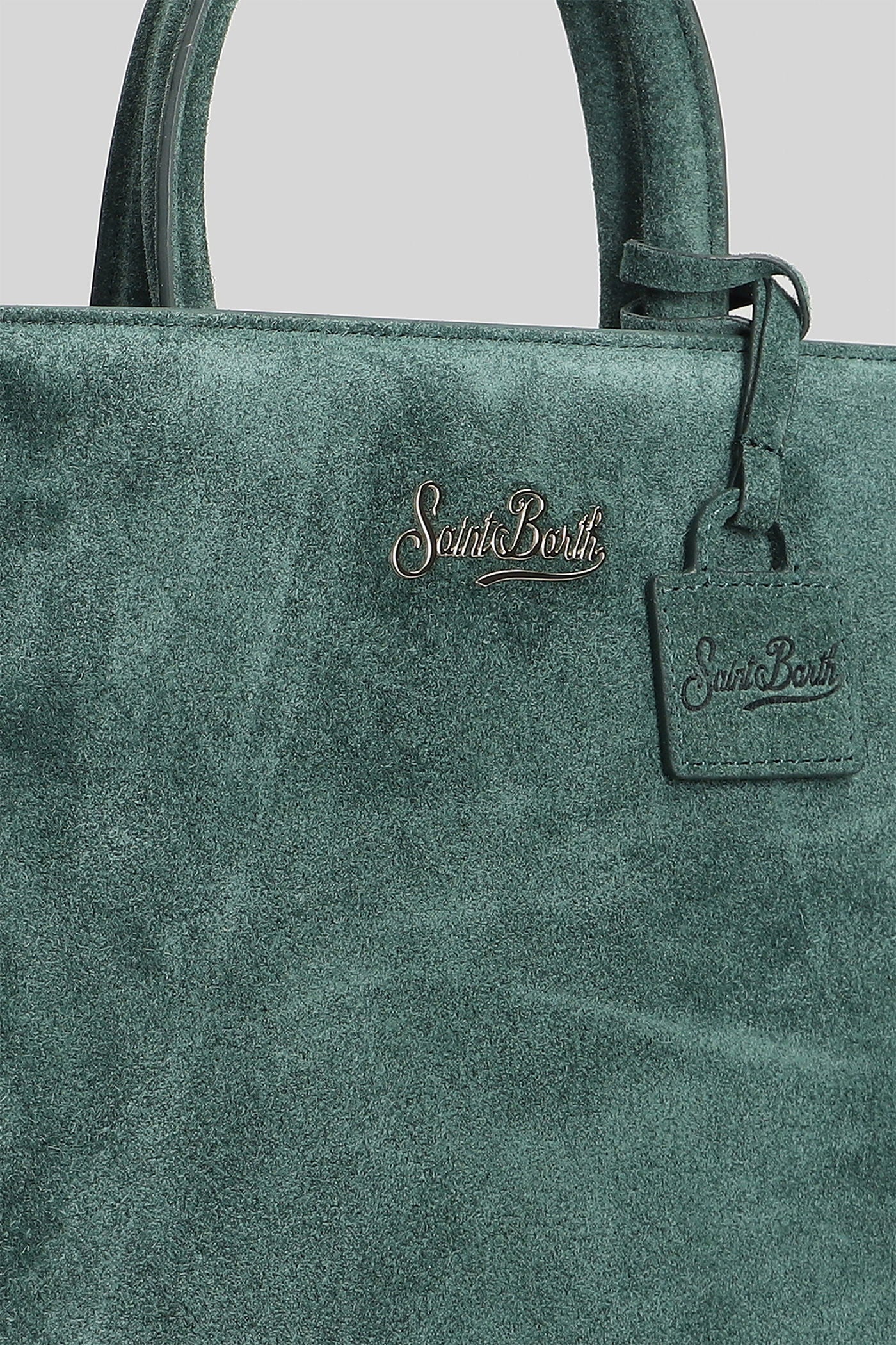 Shop bag midi Tote in green suede - Image 4
