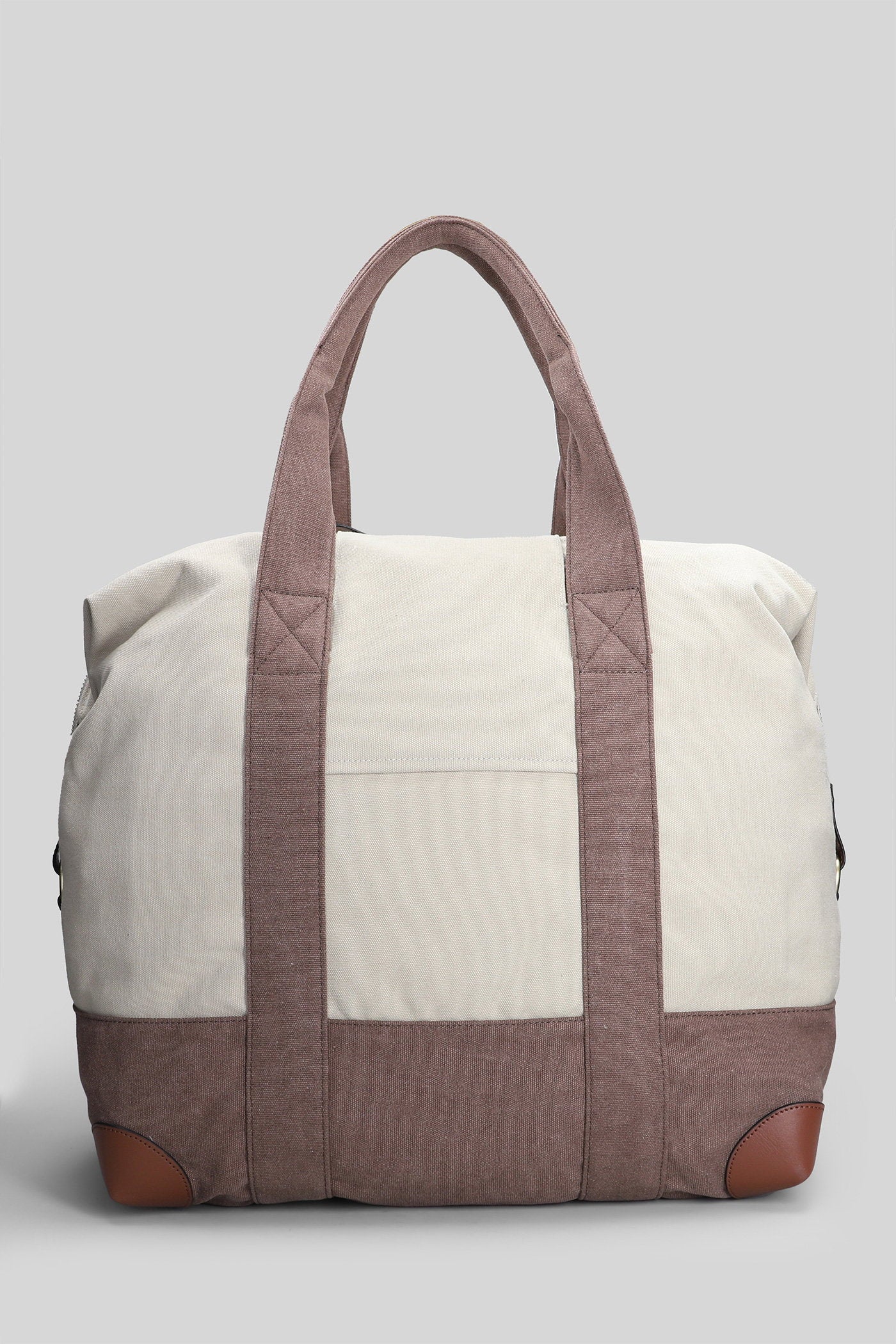 Travel Bag Tote in beige canvas - Image 3