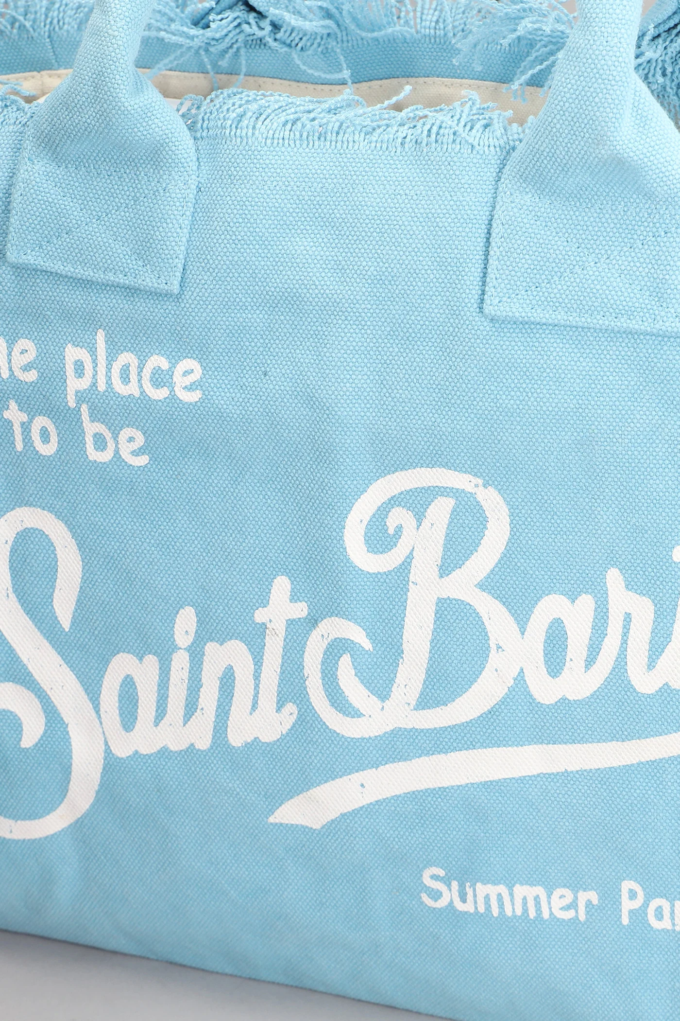 Vanity linen Tote in cyan linen - Image 4