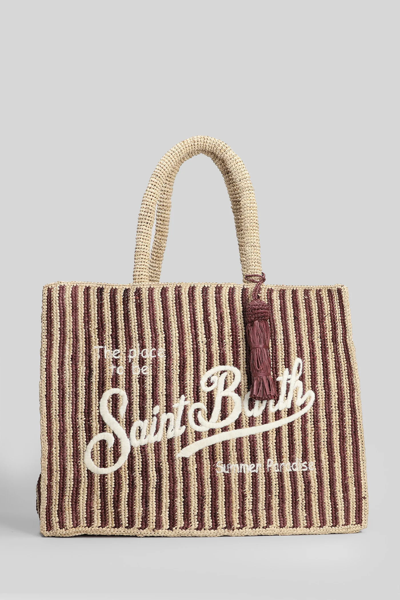 Vanity Raffia Tote in beige raffia