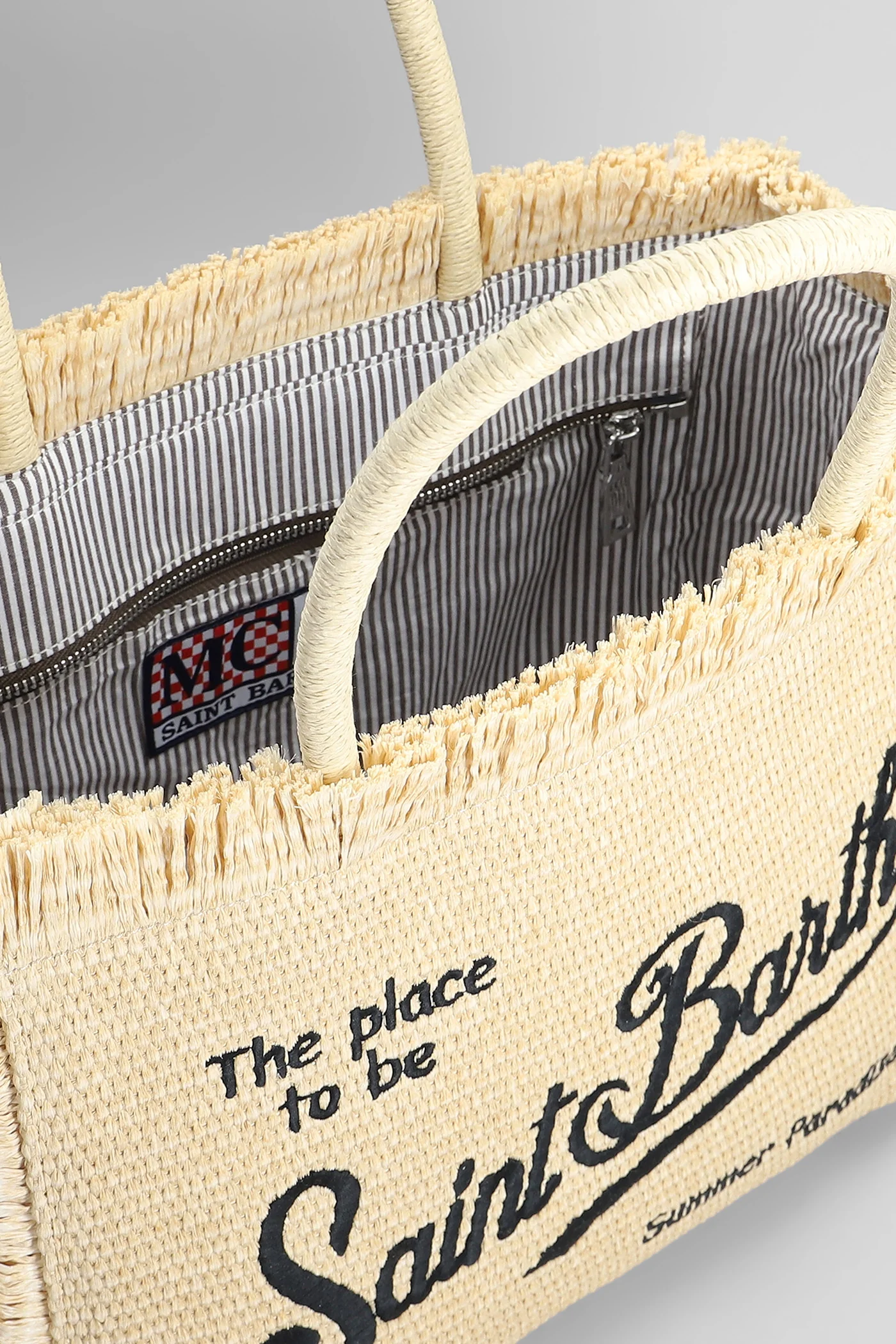 Vanity straw n Tote in beige raffia - Image 4