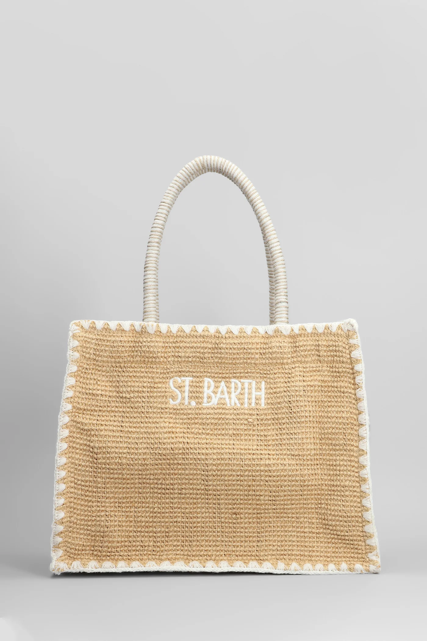 Vivian mid jute Tote in beige raffia - Image 3