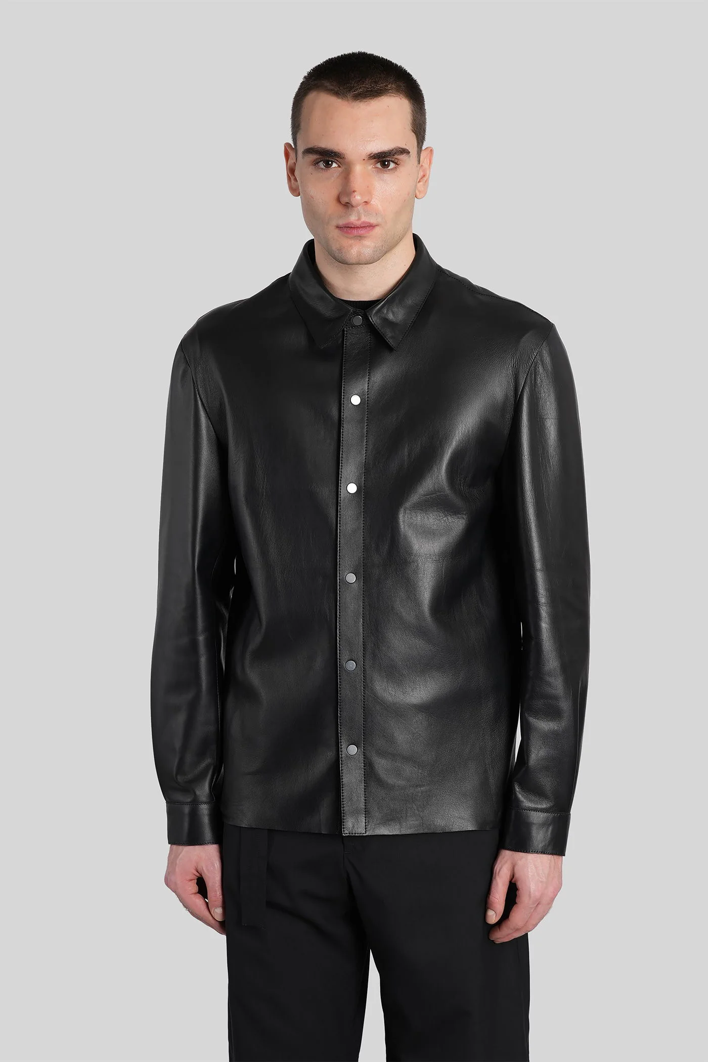 Leather jacket in black leather
