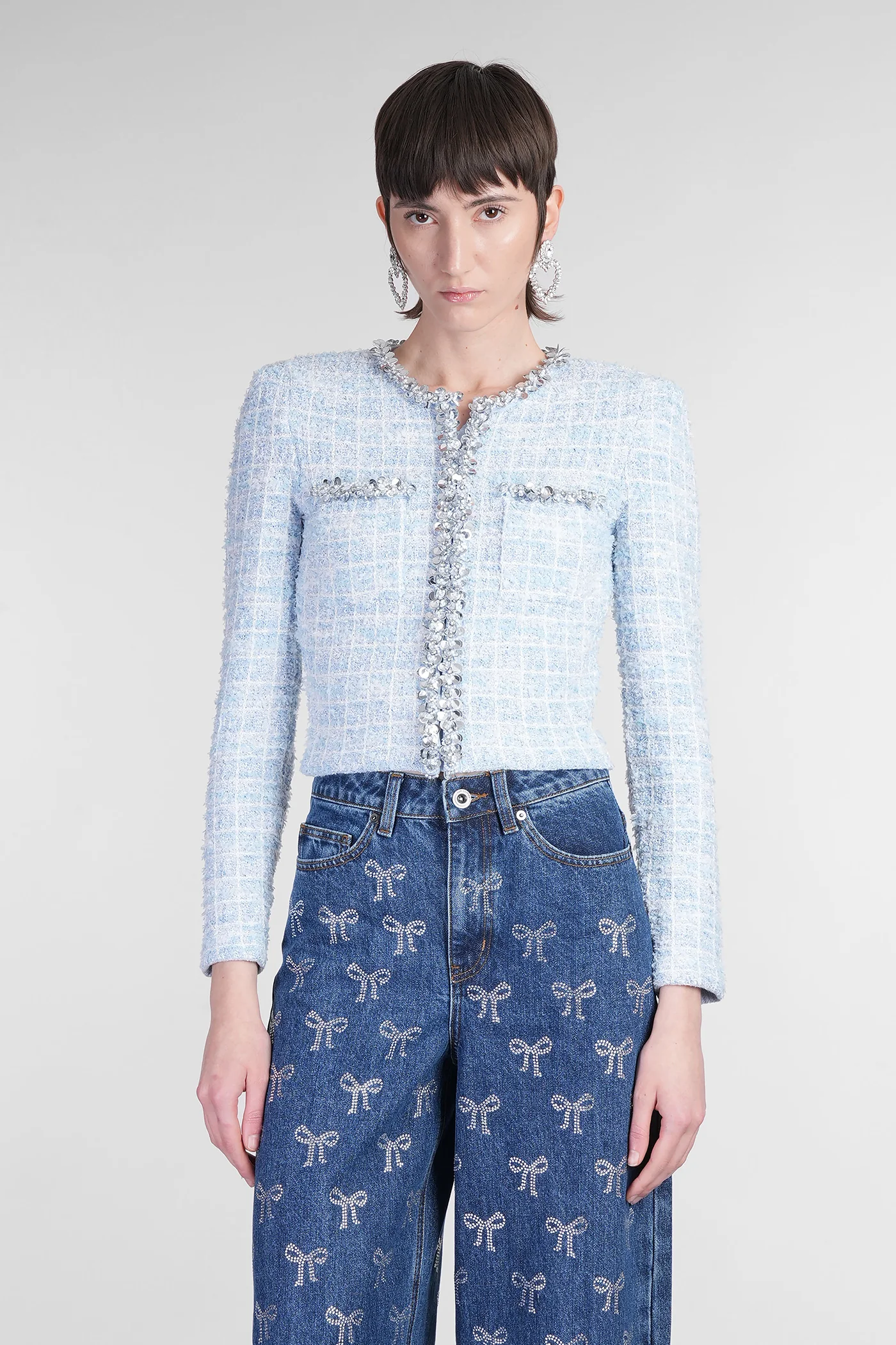 Cardigan in blue polyester