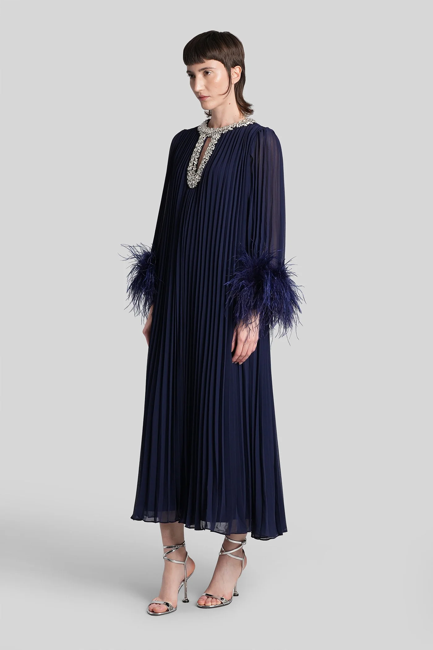 Long dress in blue polyester - Image 4