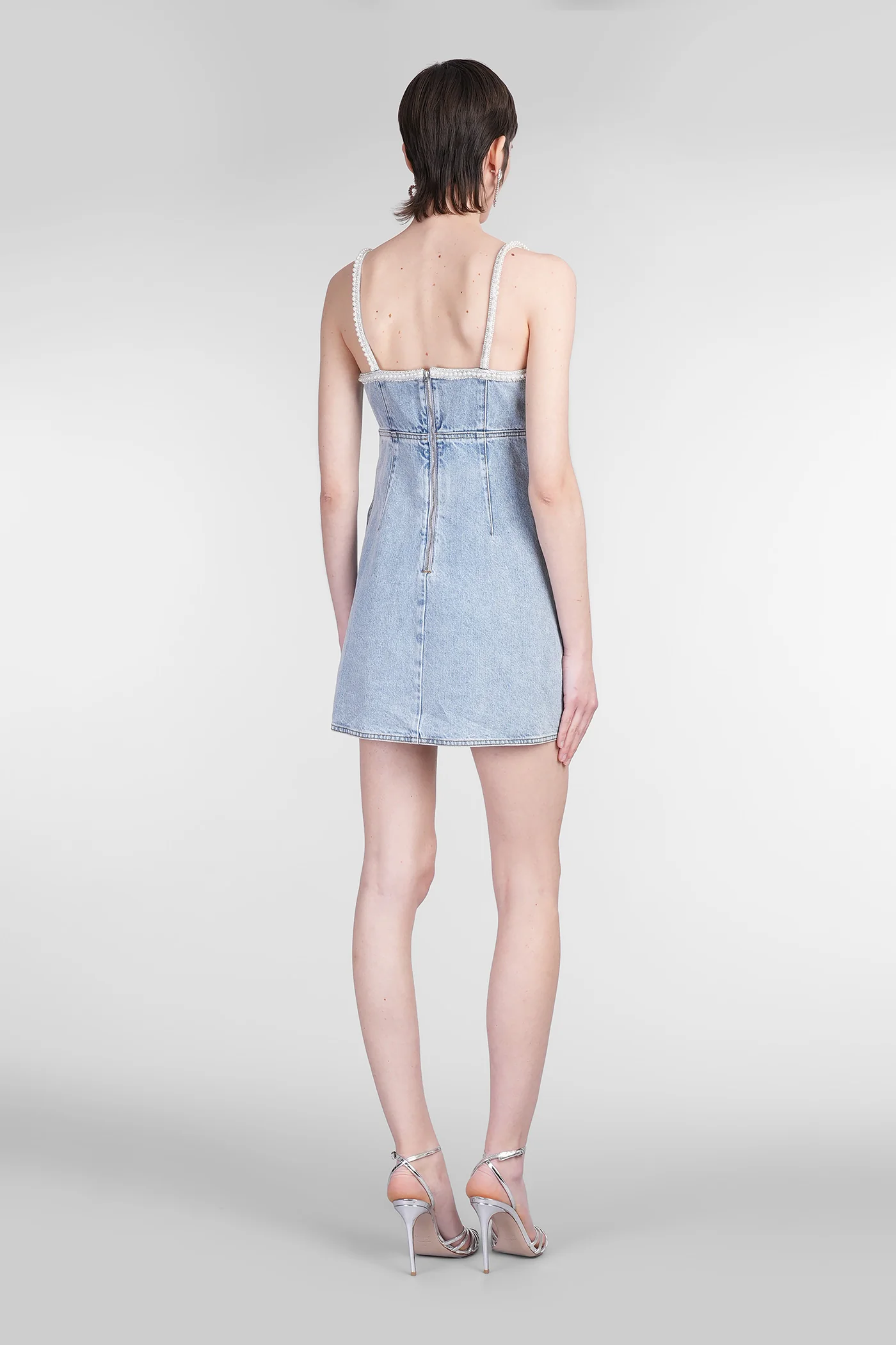 Mini dress in blue cotton - Image 3