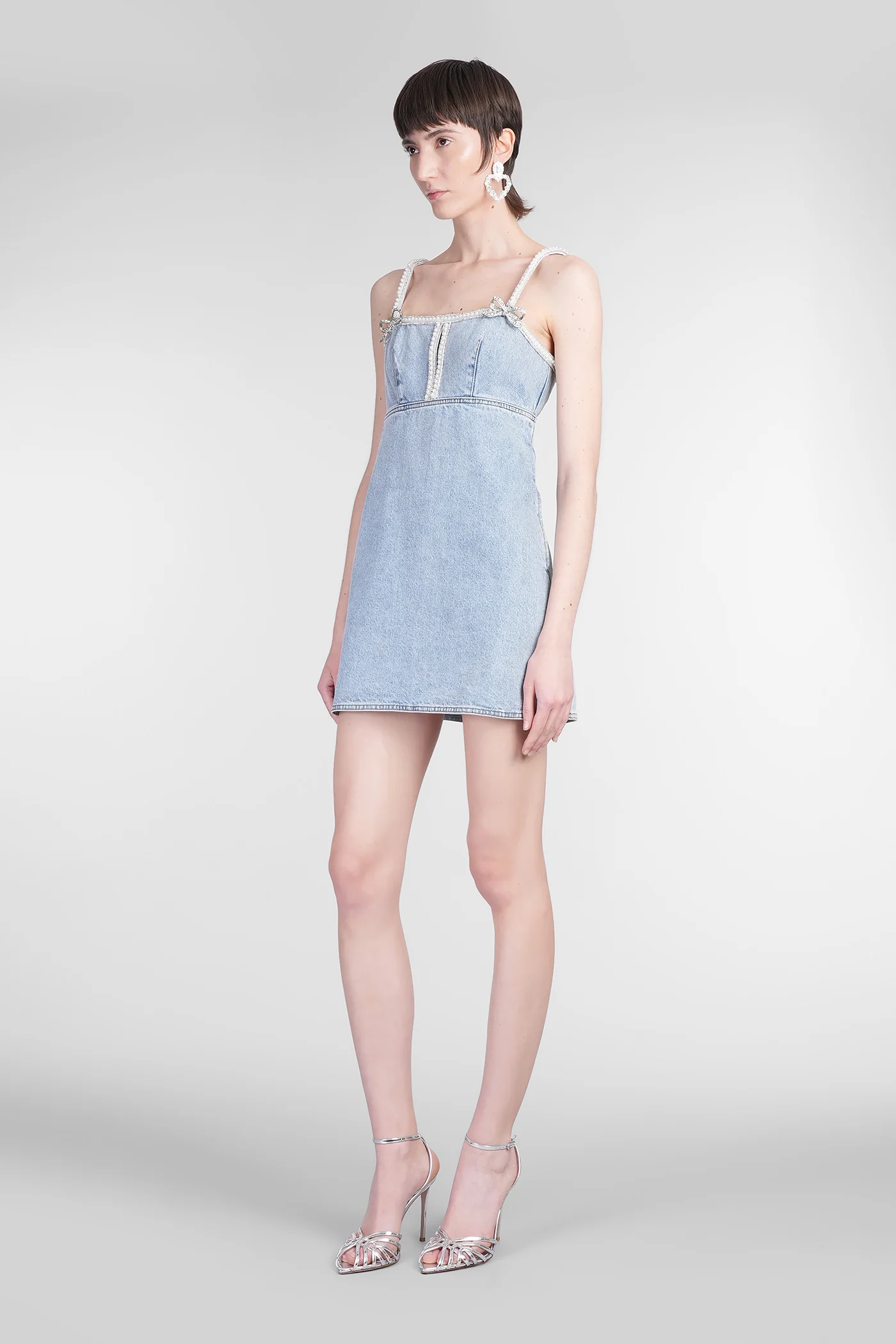 Mini dress in blue cotton - Image 4