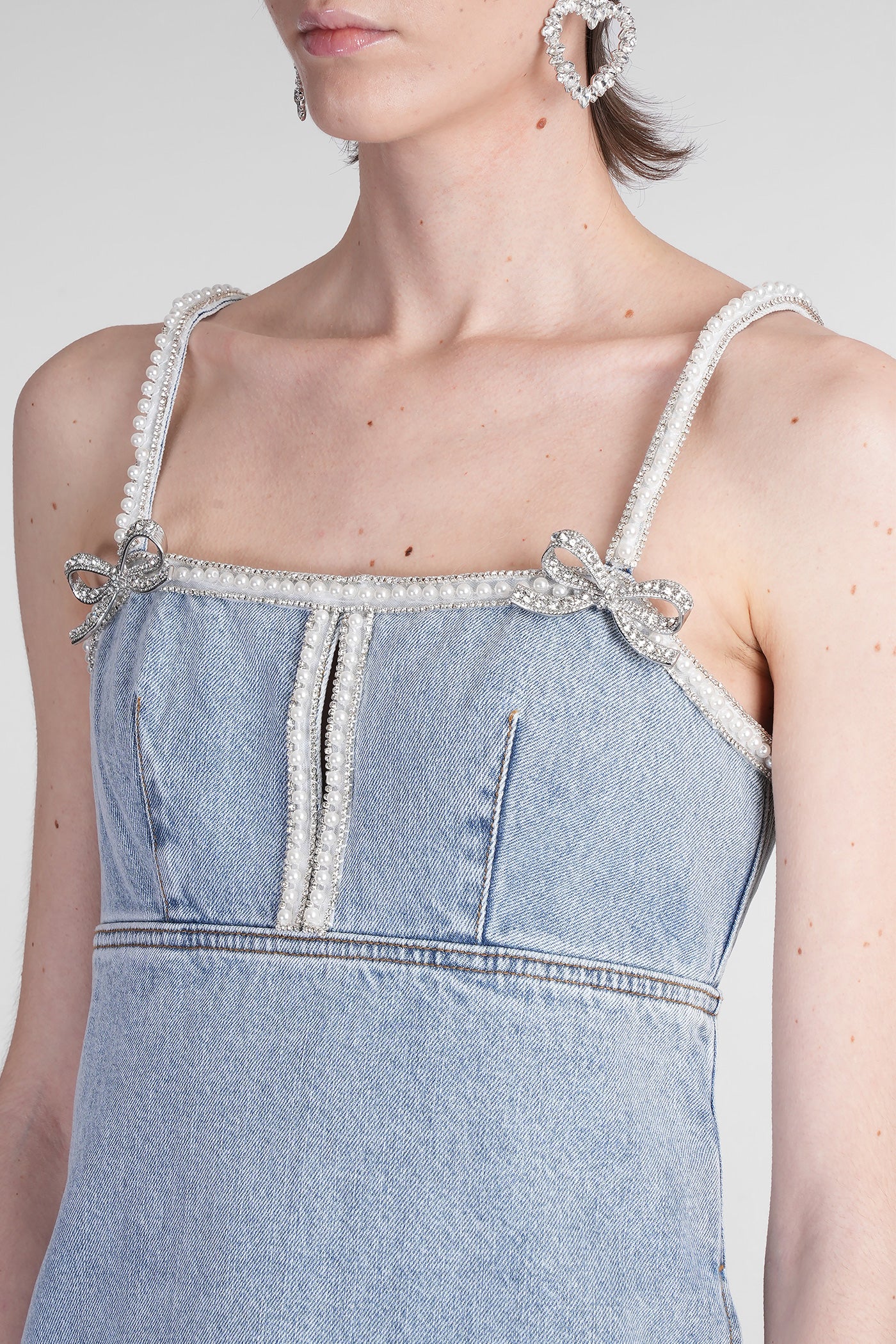 Mini dress in blue cotton - Image 5