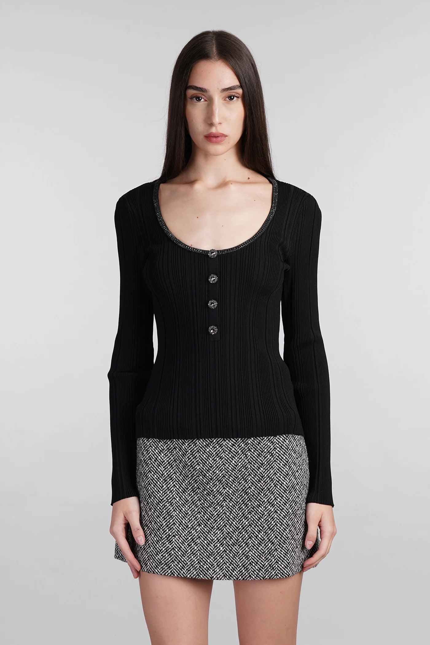 Topwear in black viscose