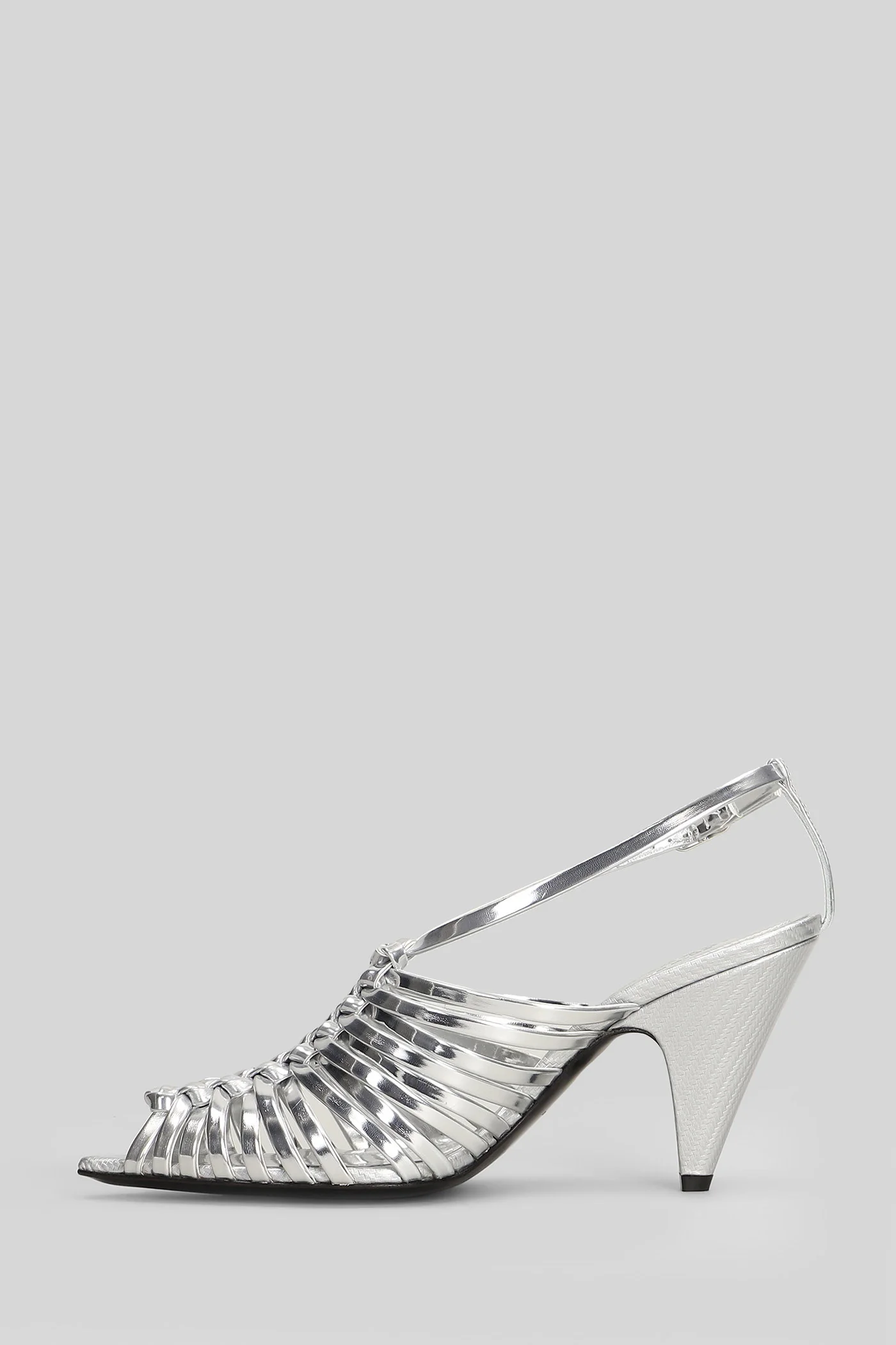 Wovenia Sandals in silver leather - Image 3