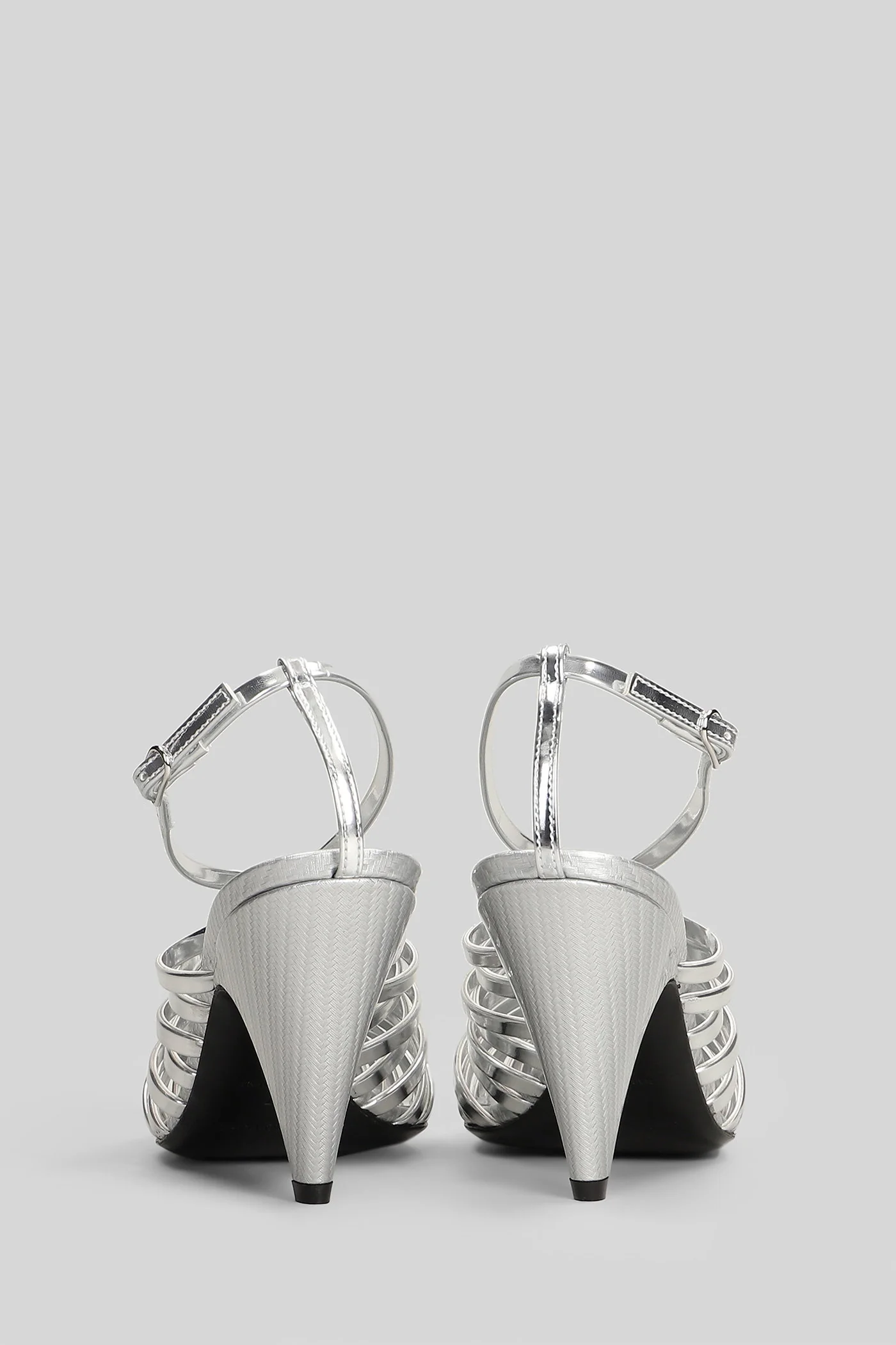 Wovenia Sandals in silver leather - Image 4