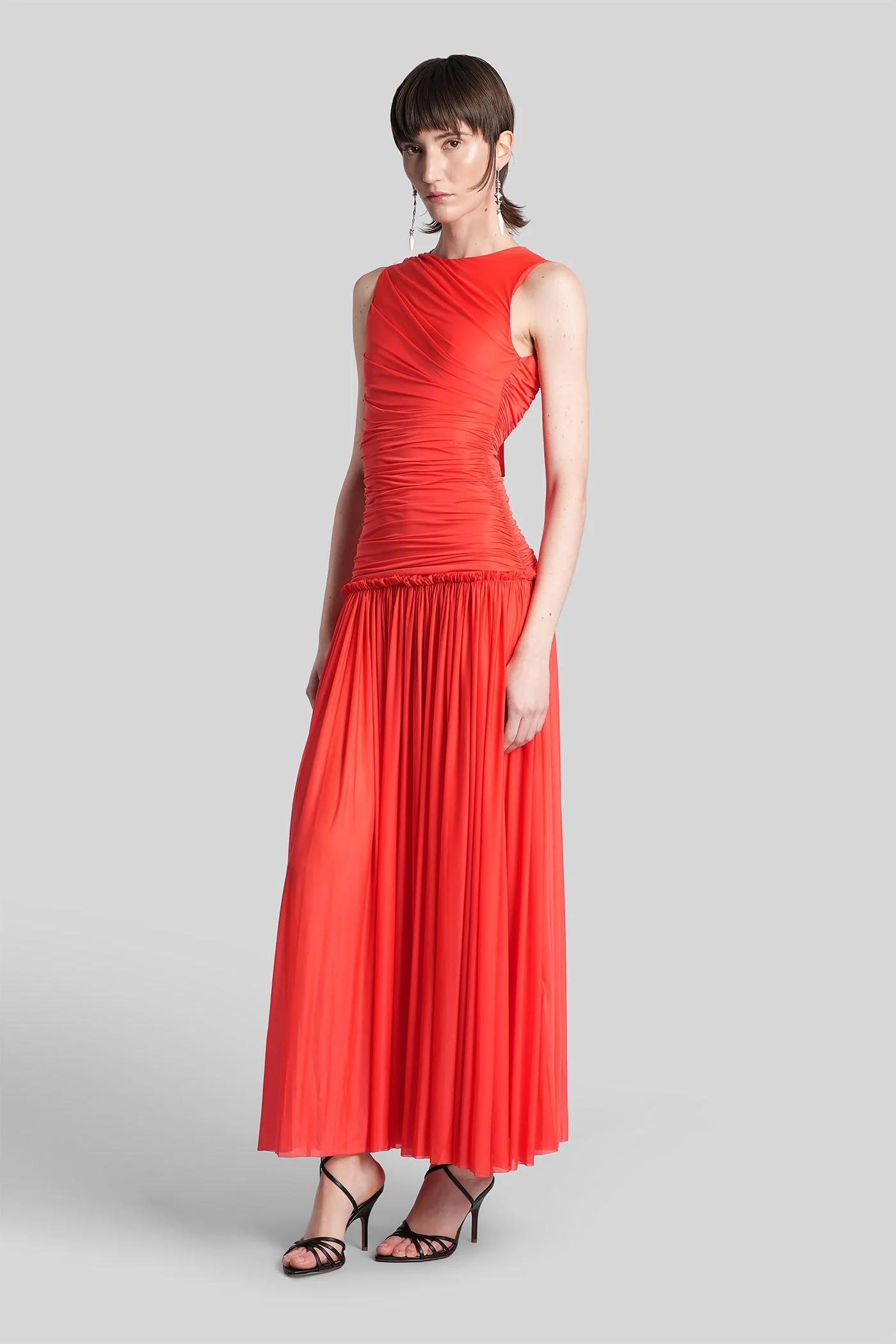 Alina Long dress in red polyester - Image 4
