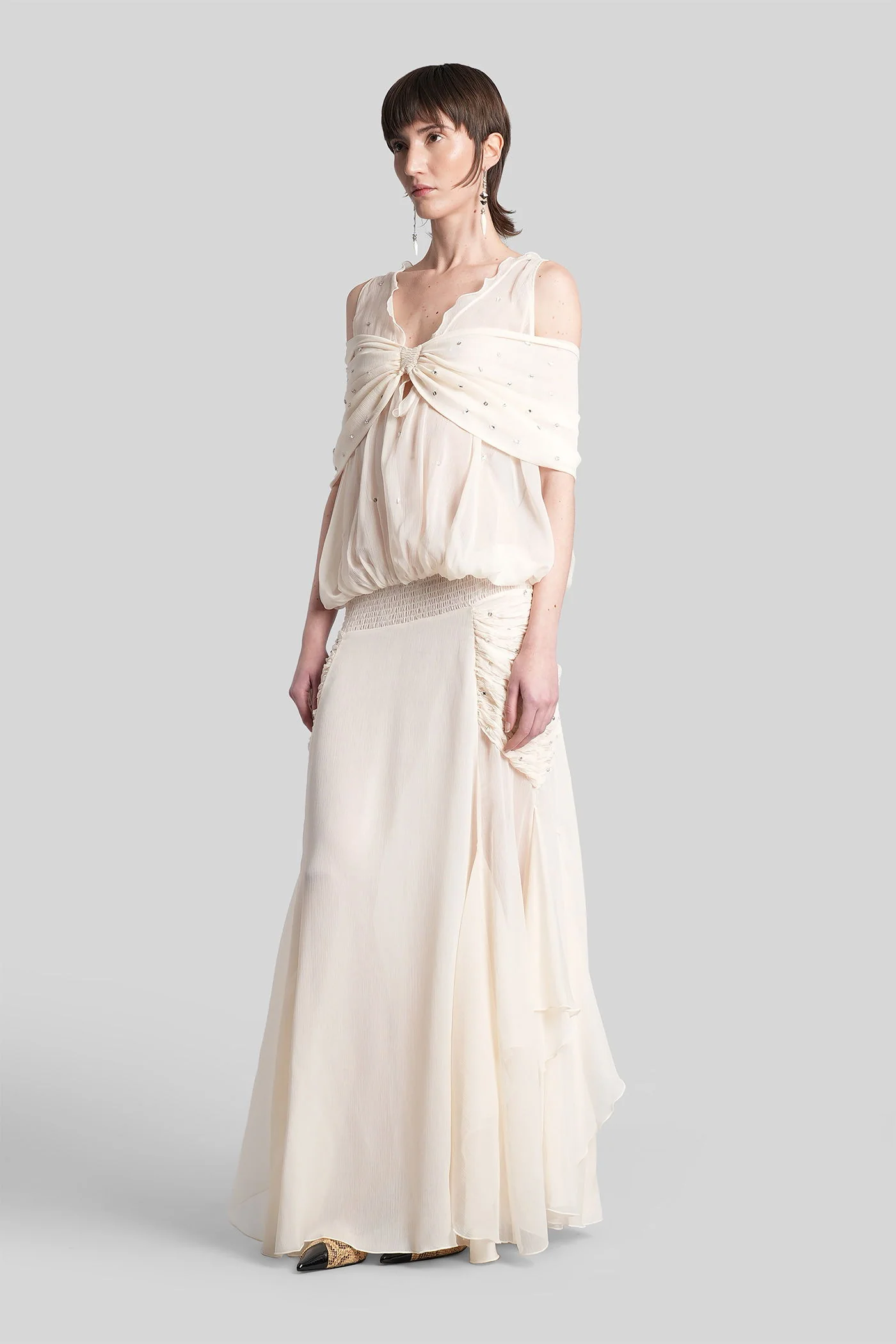Blair Long dress in beige polyester - Image 4