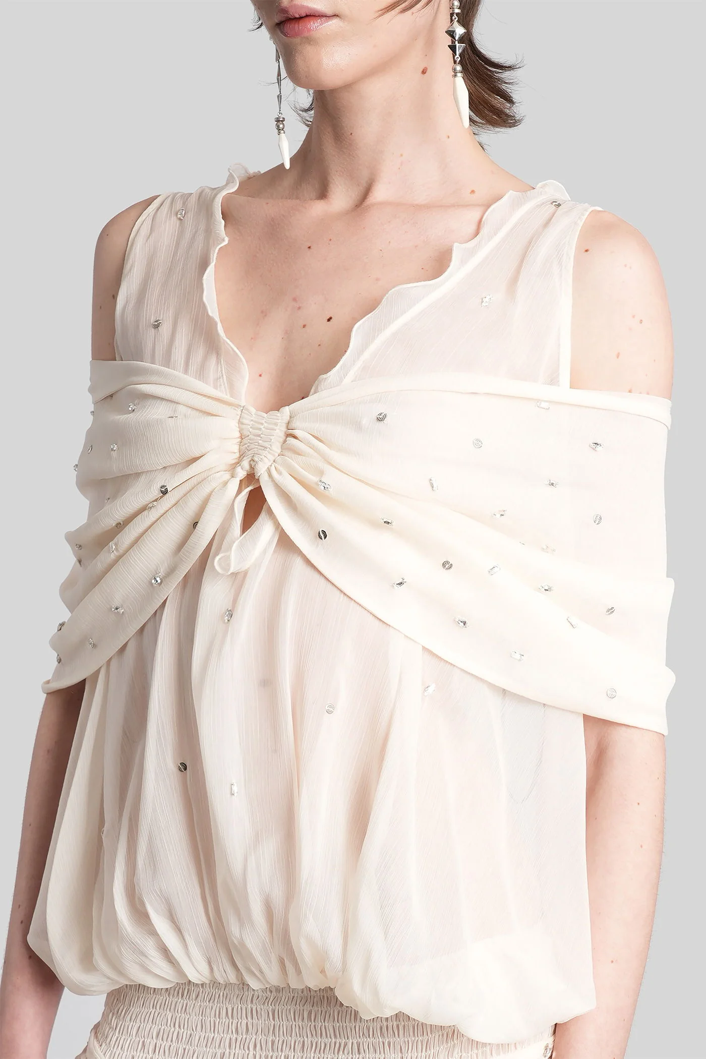 Blair Long dress in beige polyester - Image 5