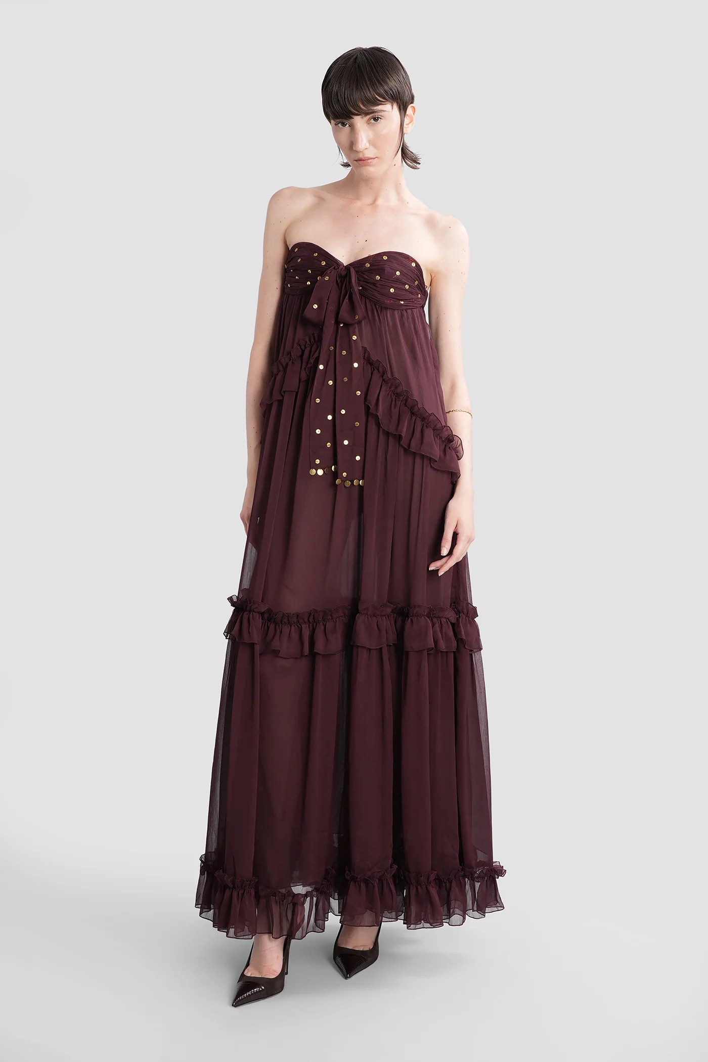 Josiane Long dress in brown polyester