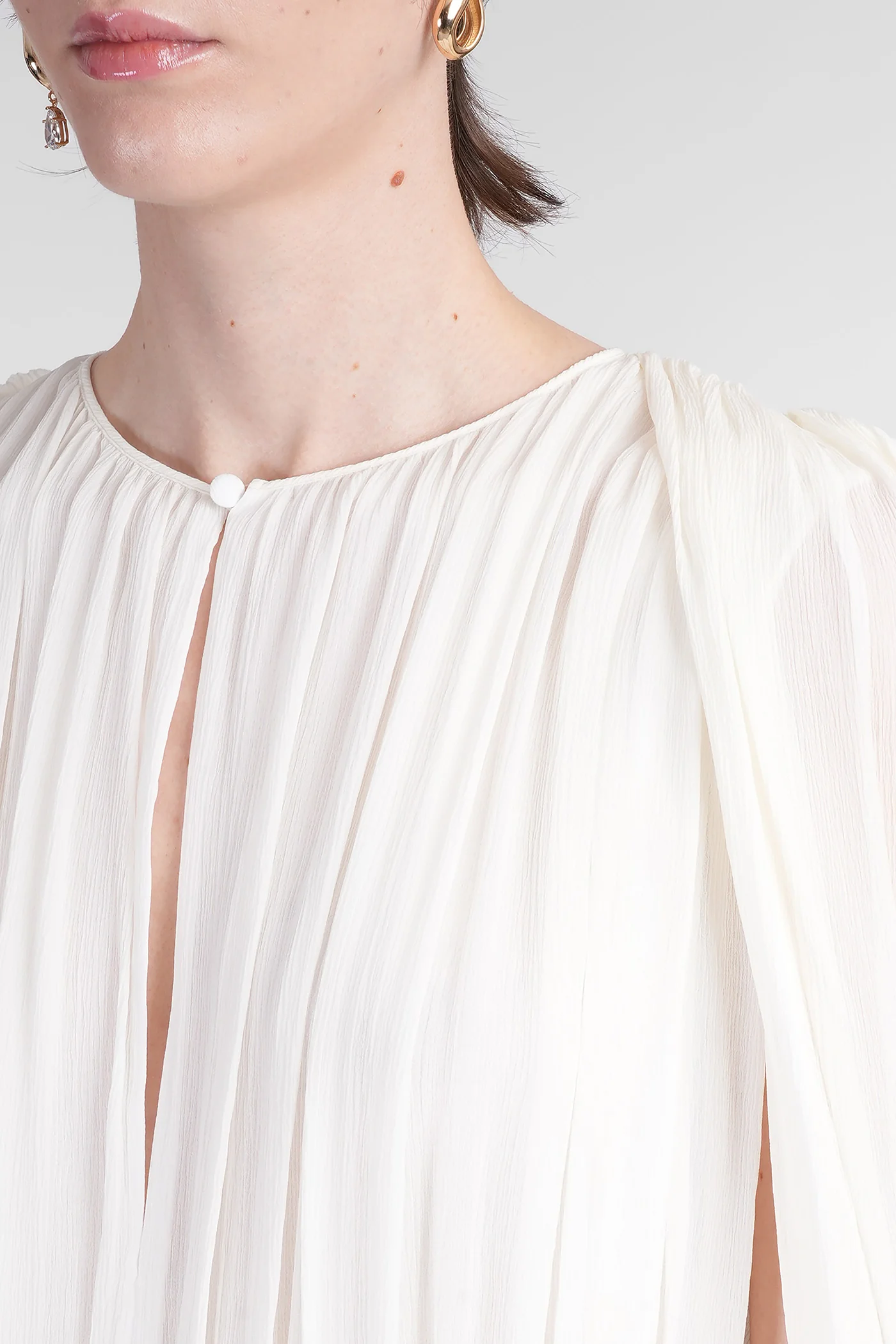 Mini dress in beige silk - Image 5