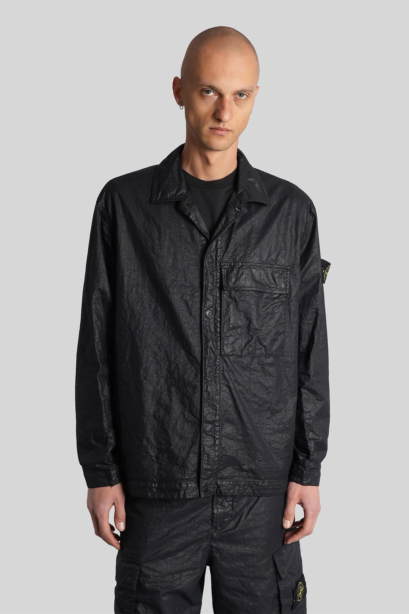 Casual jacket in black cotton