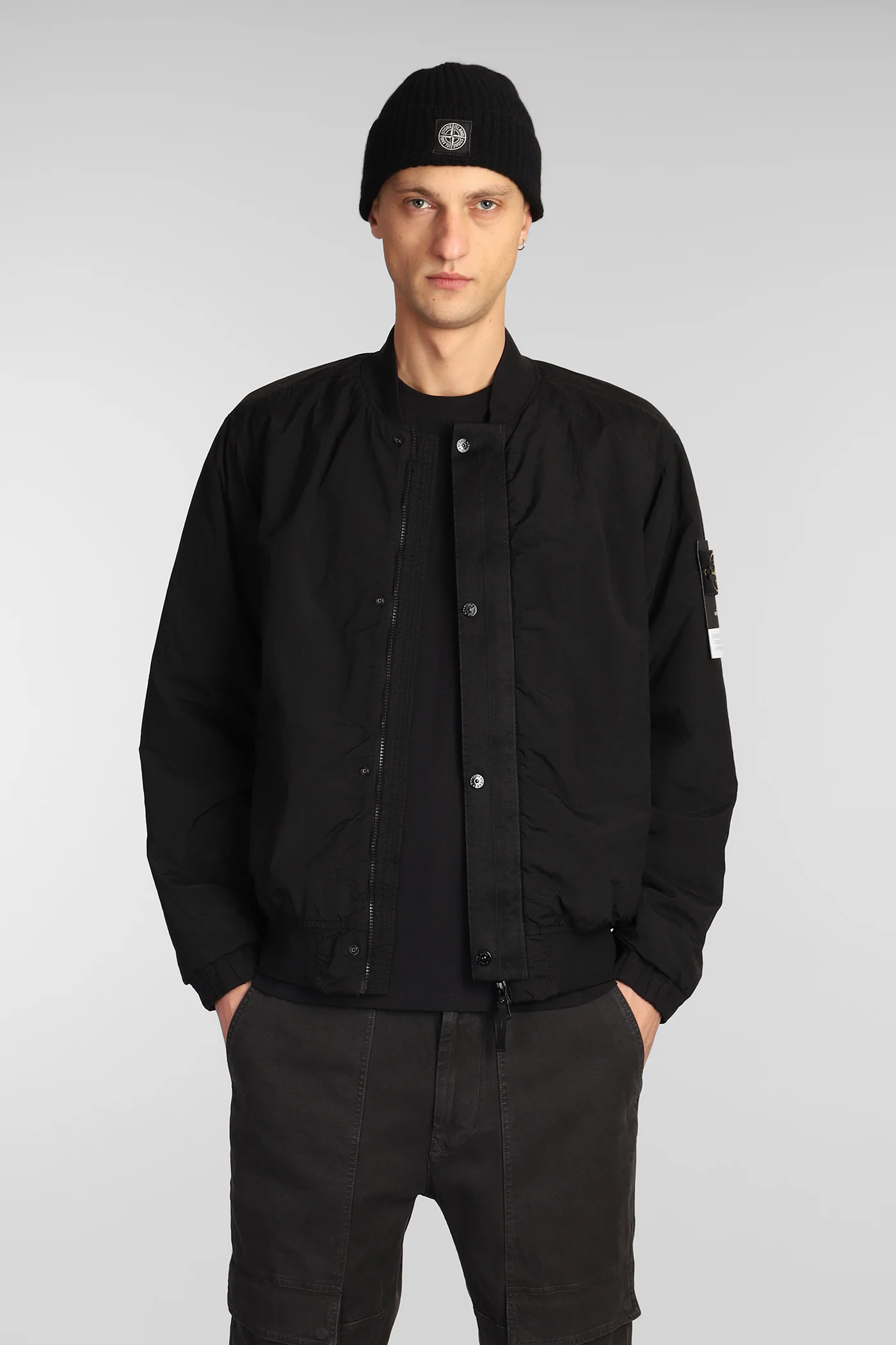 Casual jacket in black polyamide
