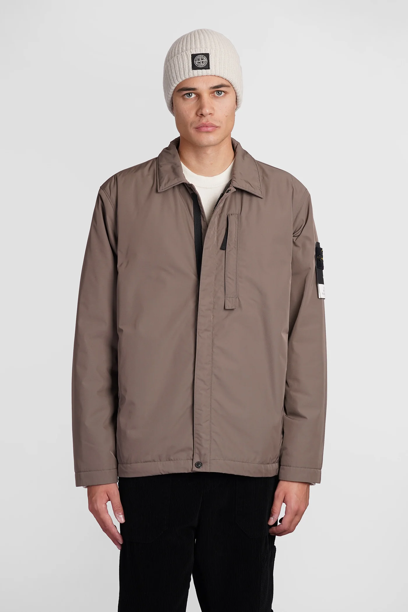 Casual jacket in brown polyester