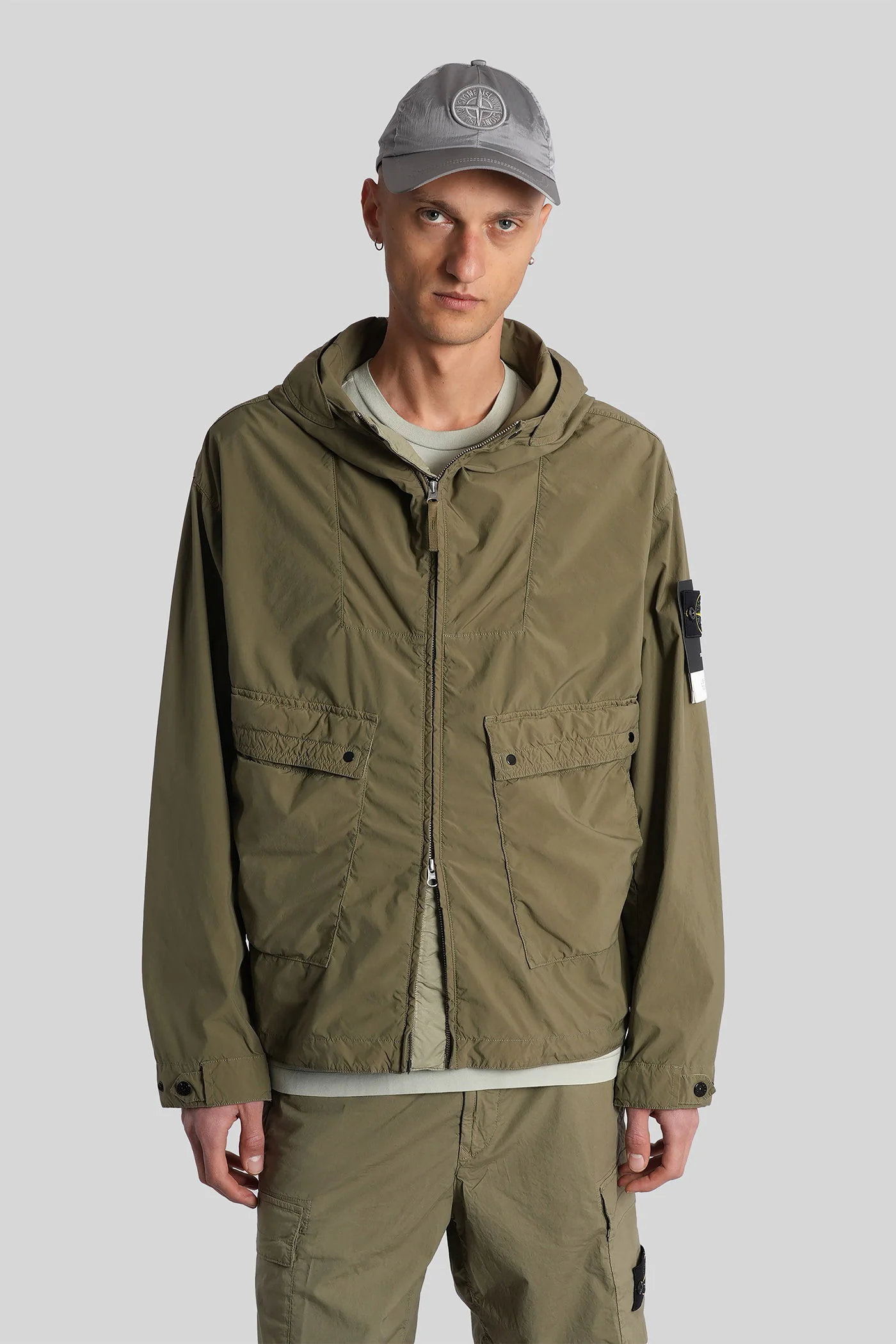Casual jacket in green polyester
