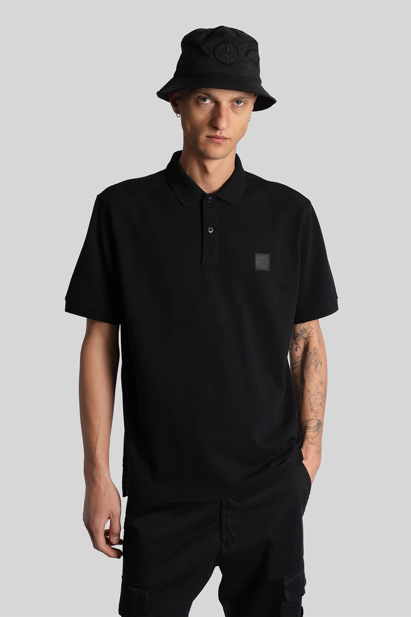 Polo in black cotton