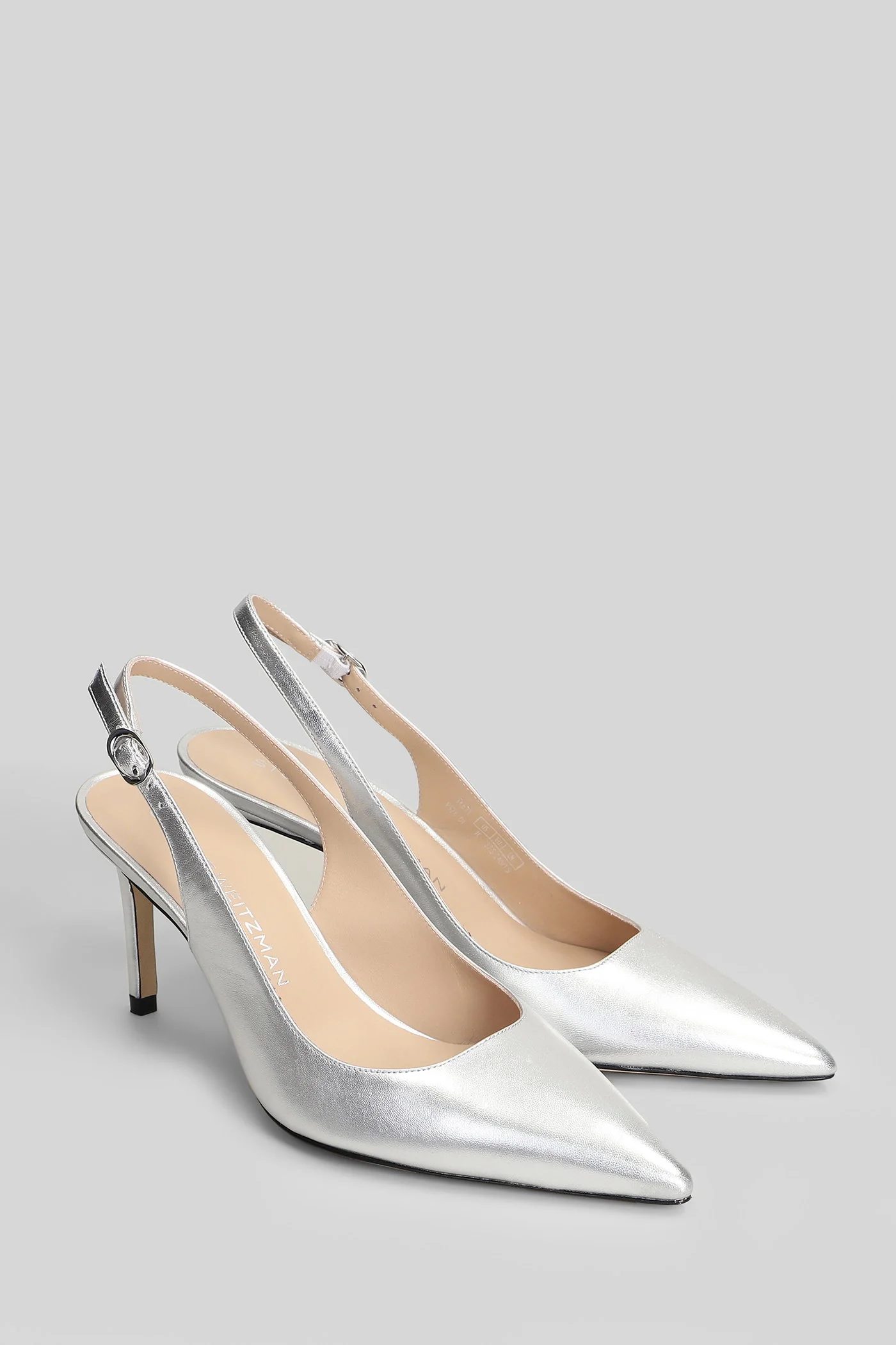 Stuart Power 75 Pumps in silver leather - Image 2