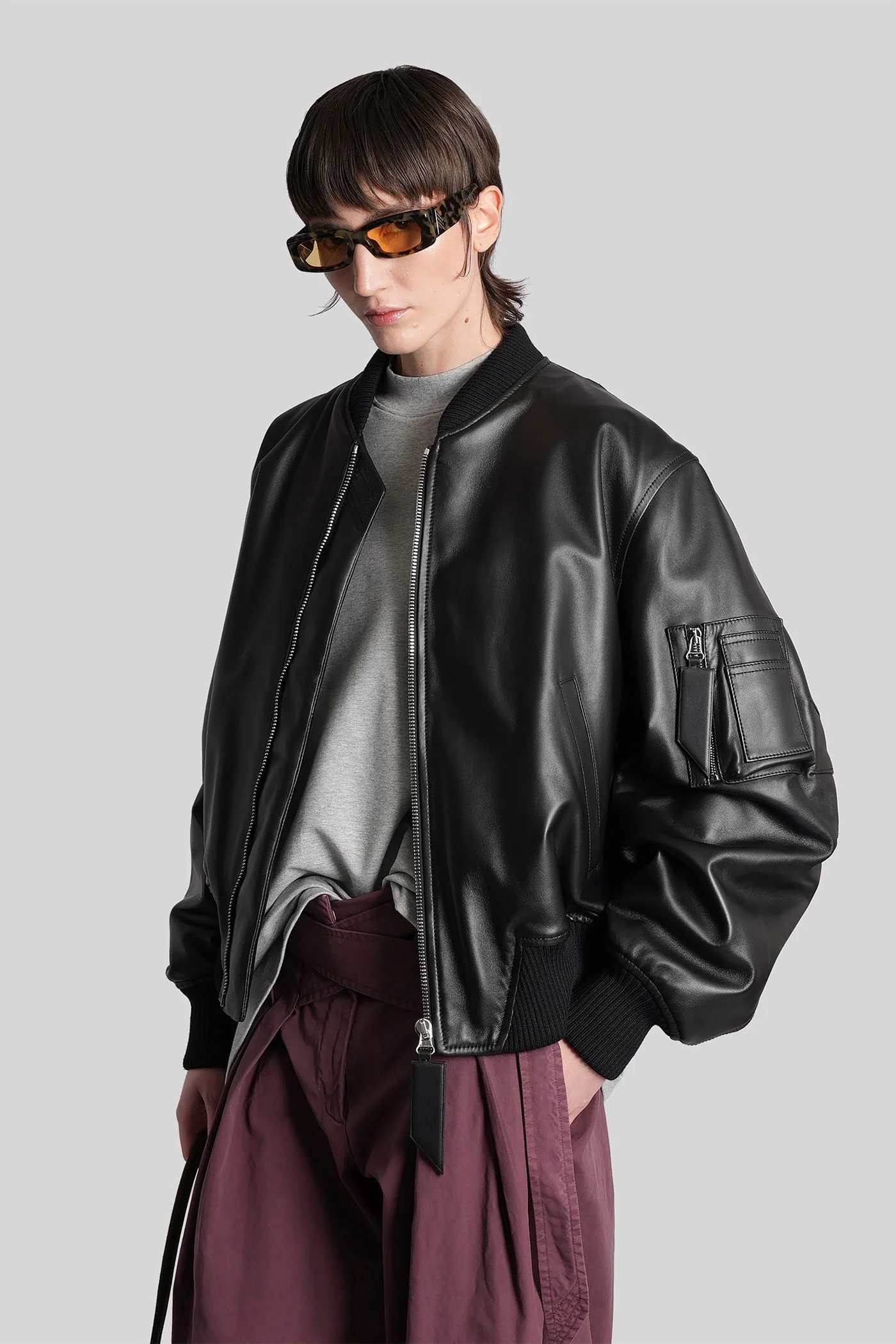 Bomber Jacket in black leather - Image 4