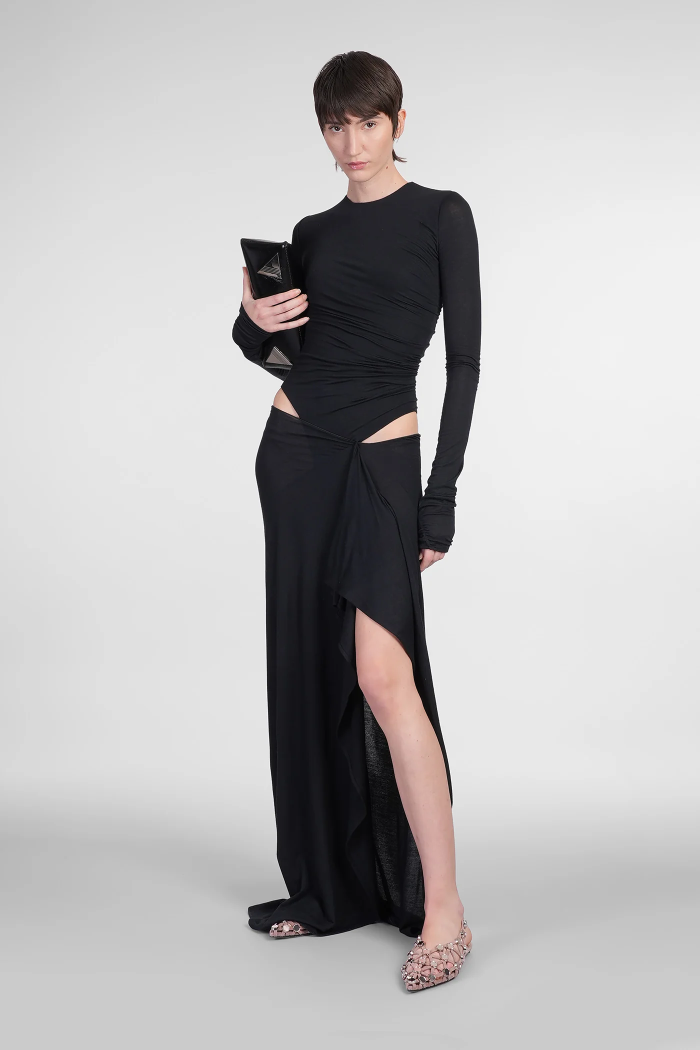 Long dress in black modal - Image 2