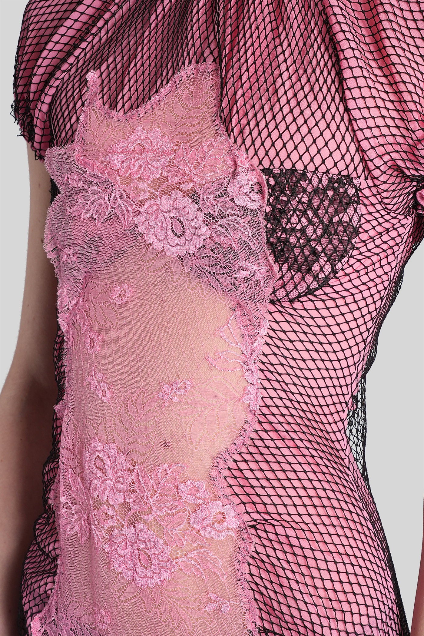Long dress in rose-pink polyamide - Image 5
