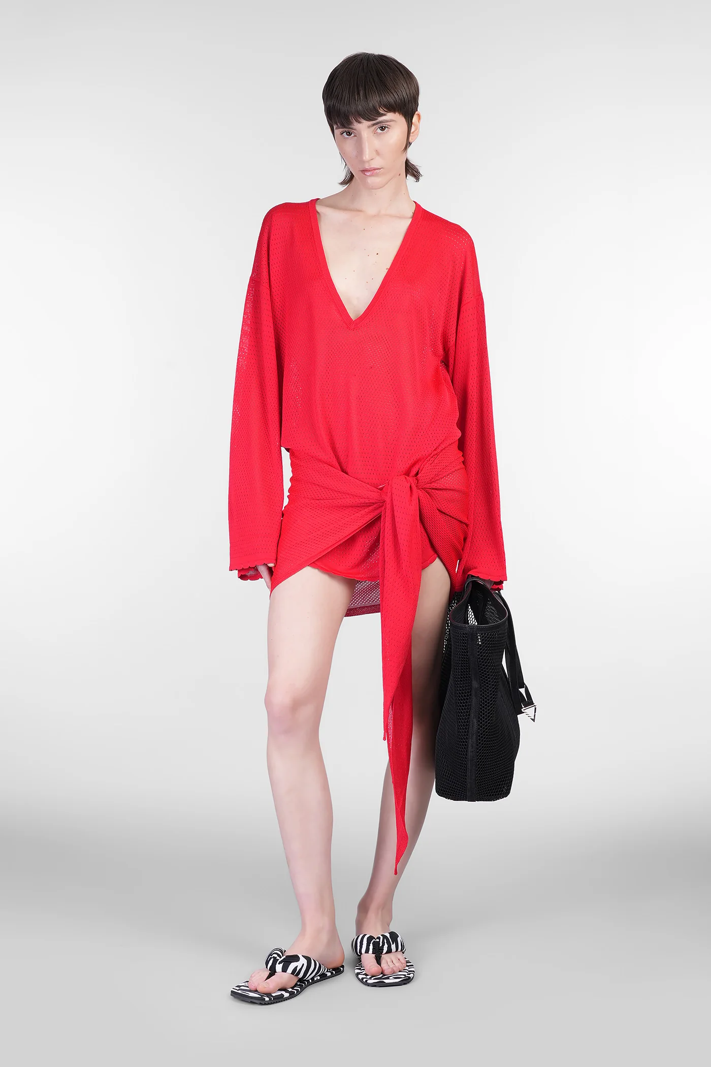 Mini dress in red viscose - Image 2