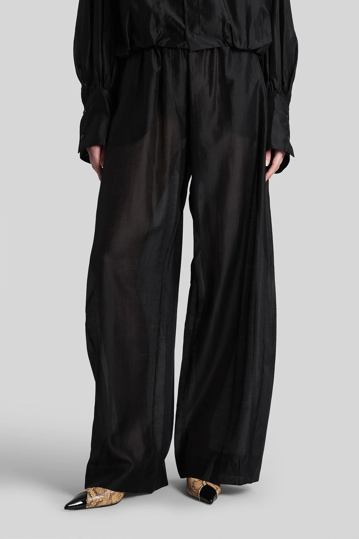Dora 3119 Pants in black wool and polyester