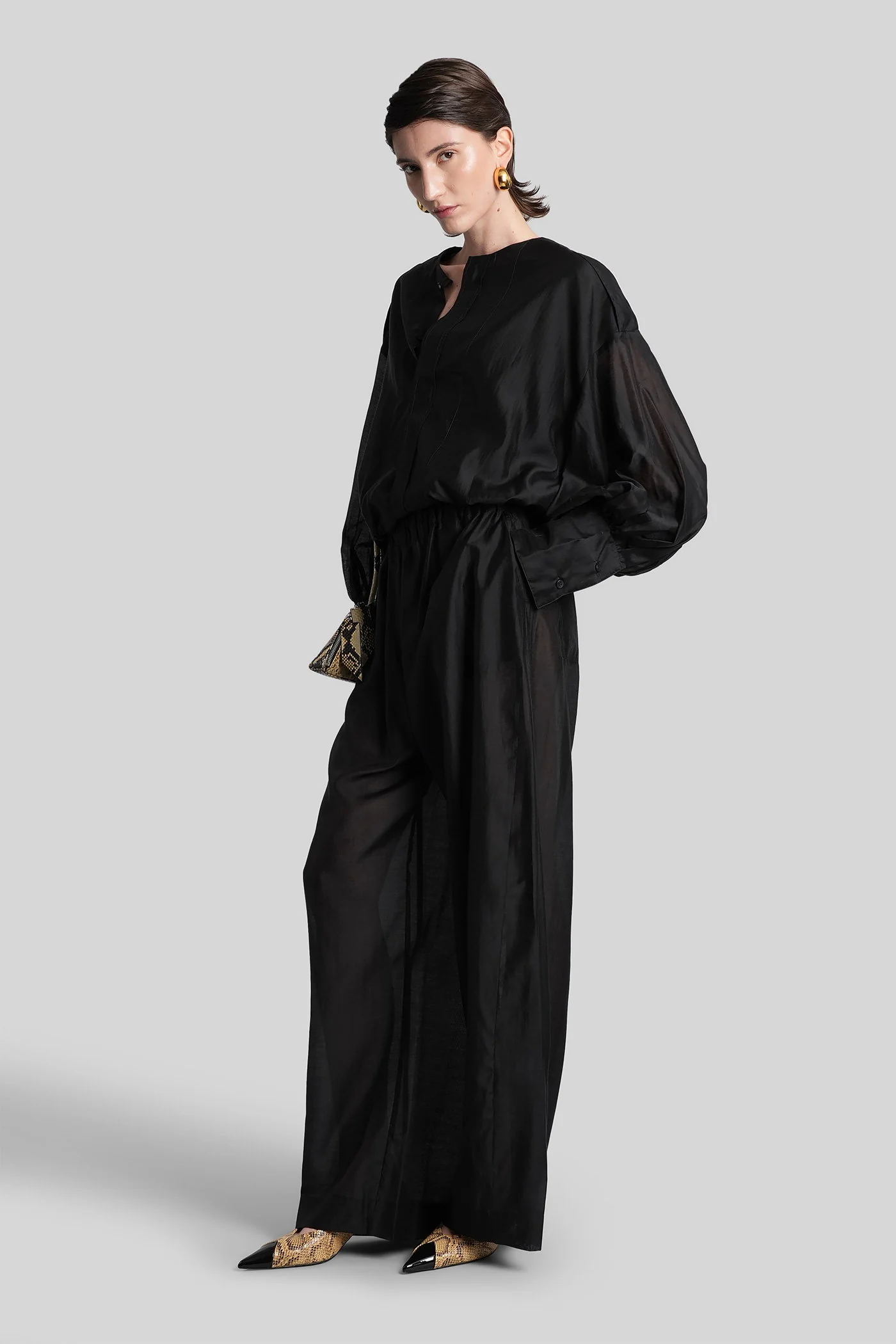 Dora 3119 Pants in black wool and polyester - Image 2