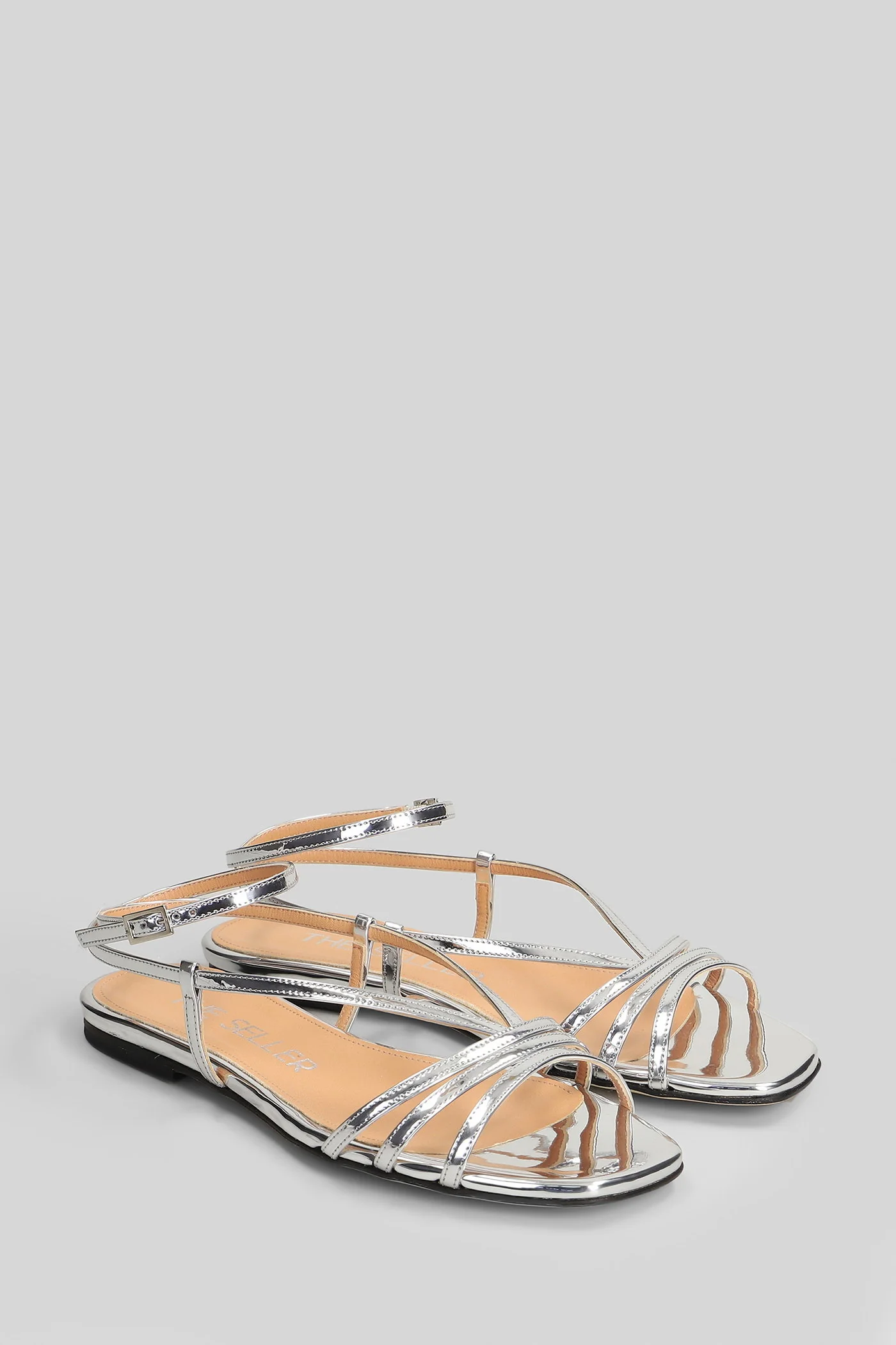 Flat sandal-slipper in silver leather - Image 2
