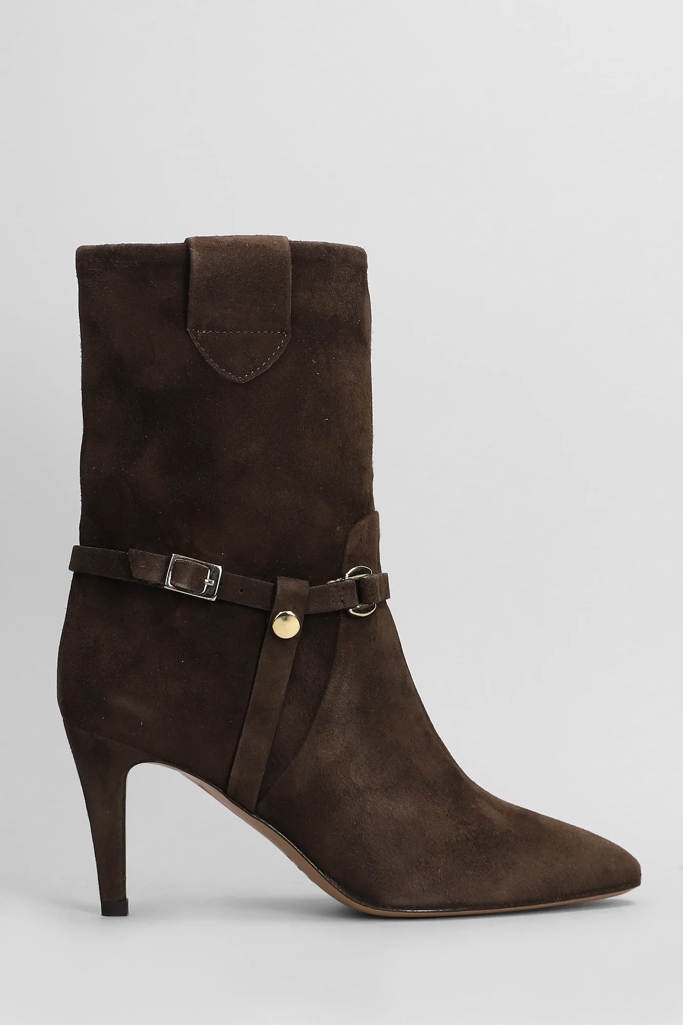High heels Ankle boots in dark brown suede