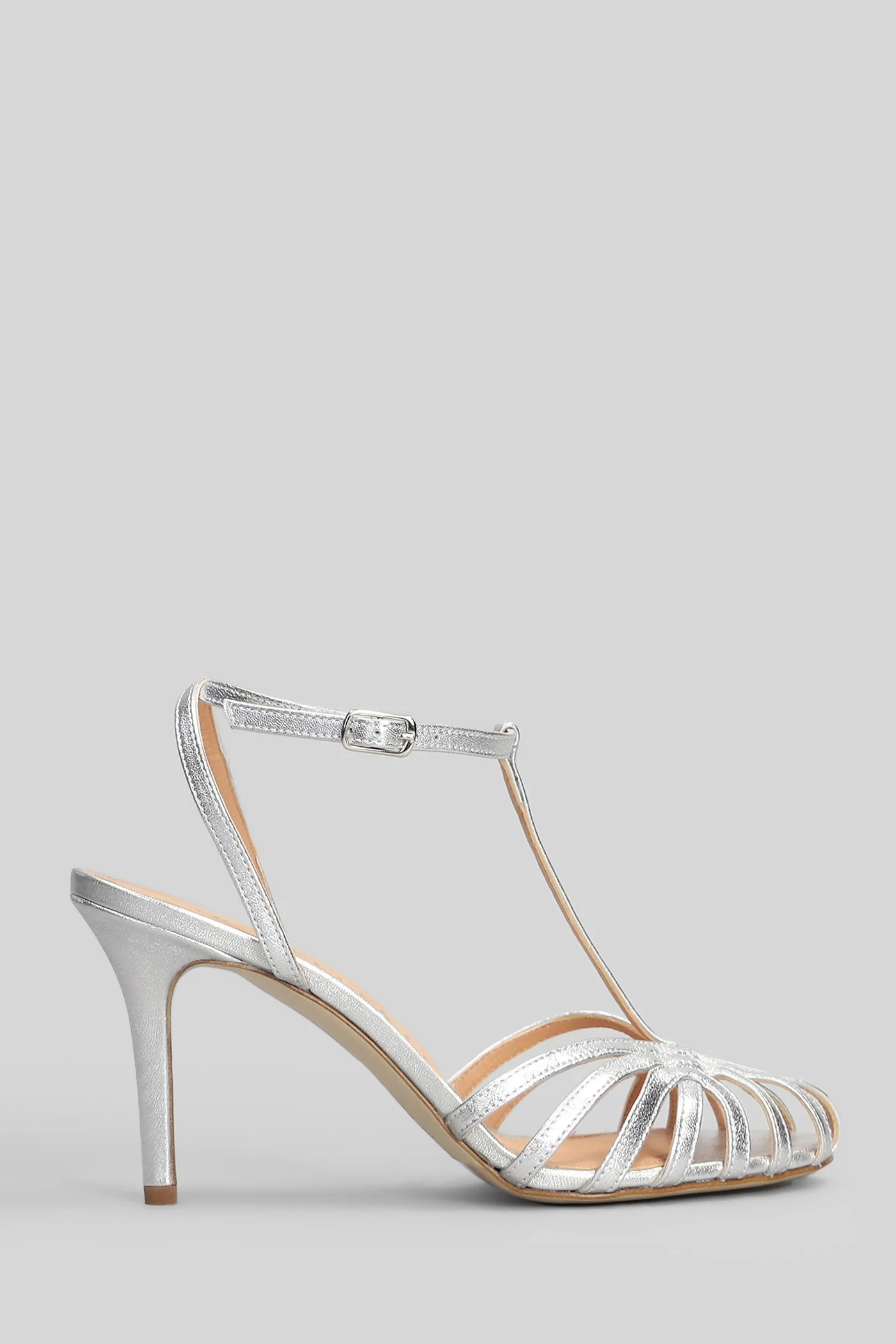 Sandals in silver leather