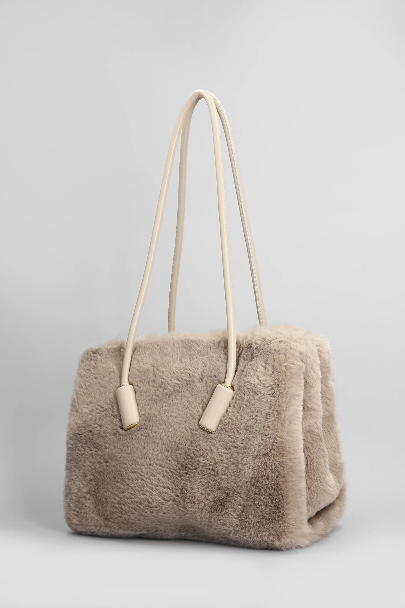 Leila Fur Shoulder bag in taupe polyester - Image 2