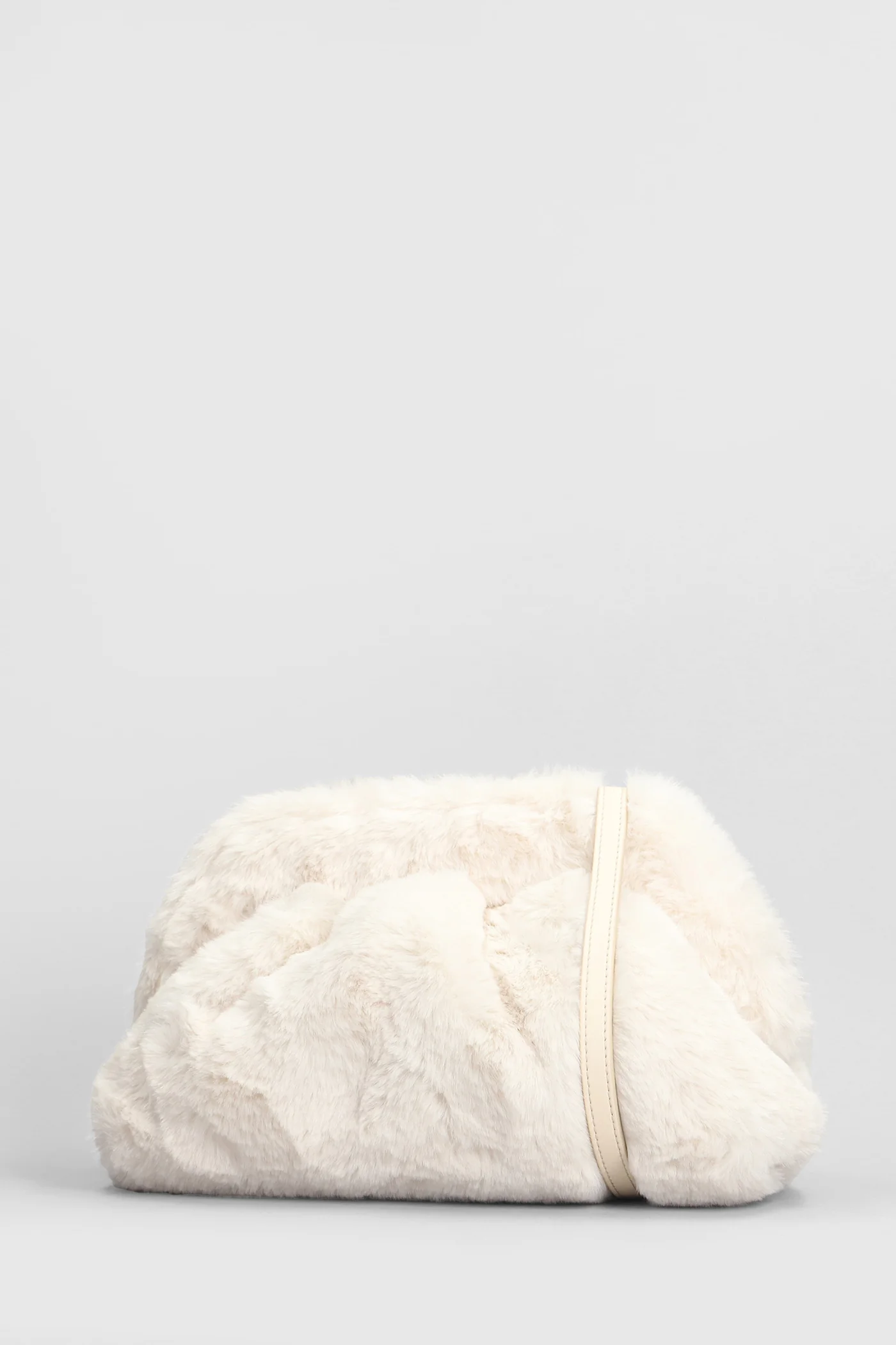 Tia Fur Clutch in beige polyester - Image 2