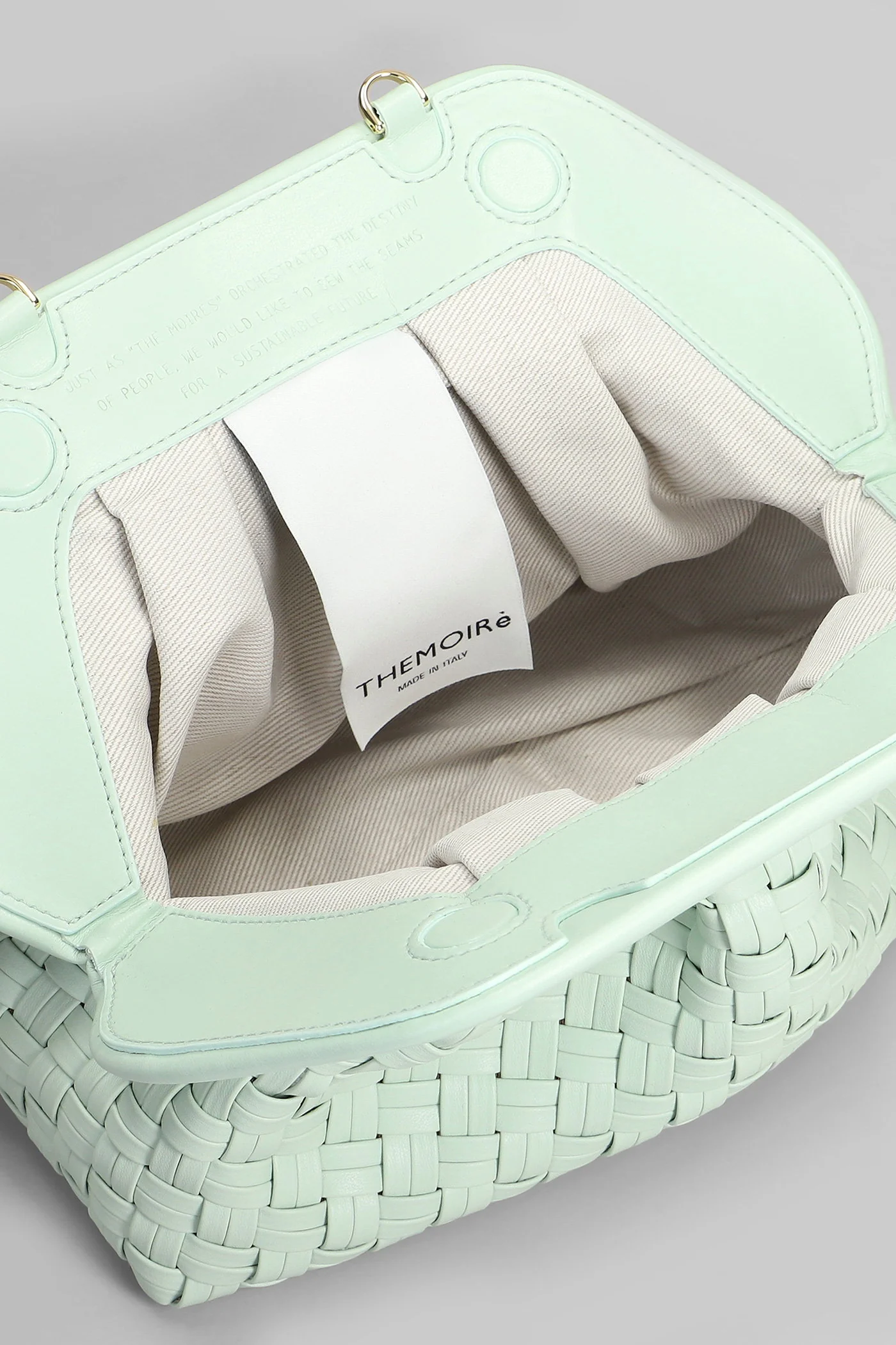 Tia Micro Weaved Clutch in green faux leather - Image 4