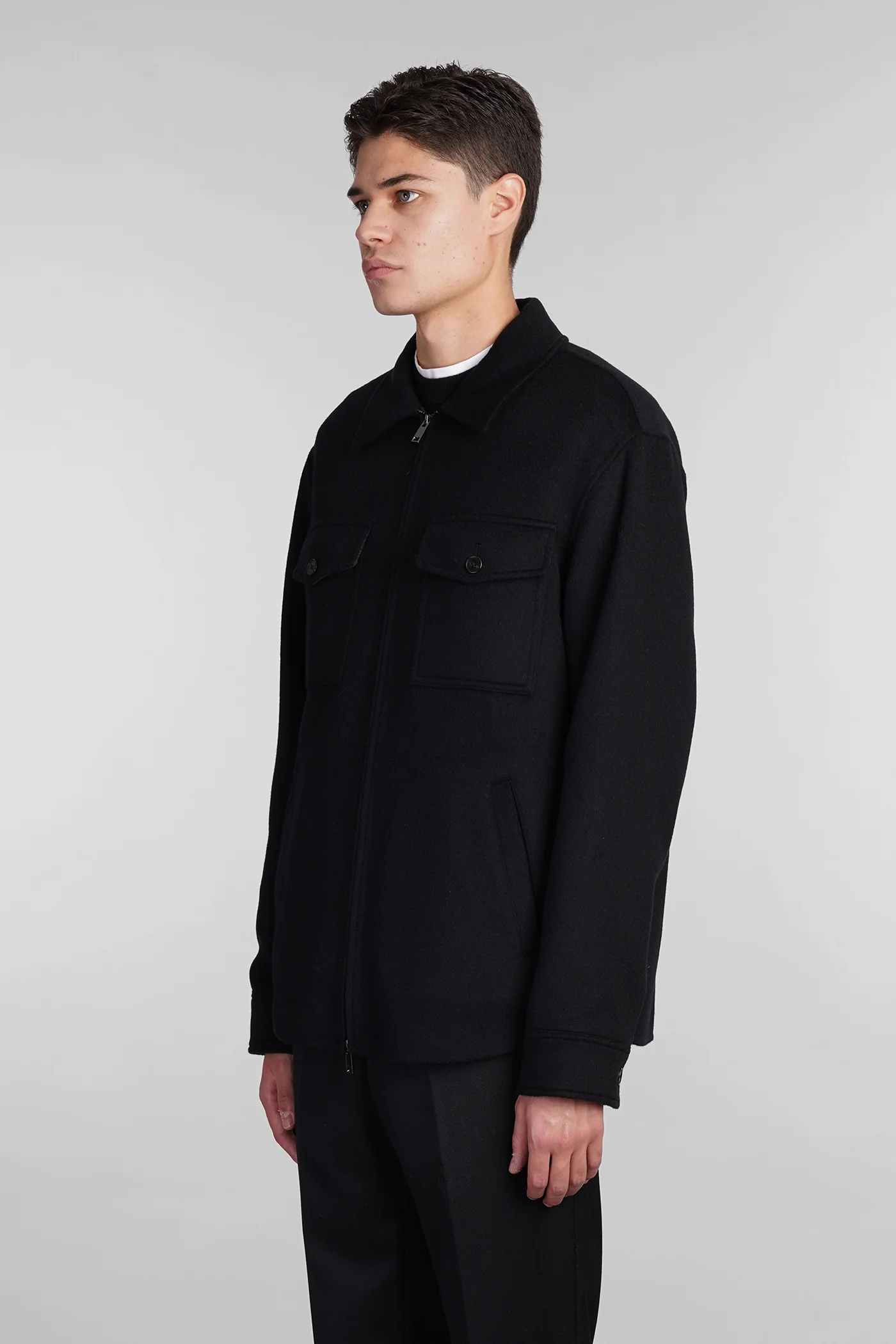 Casual jacket in black wool - Image 4