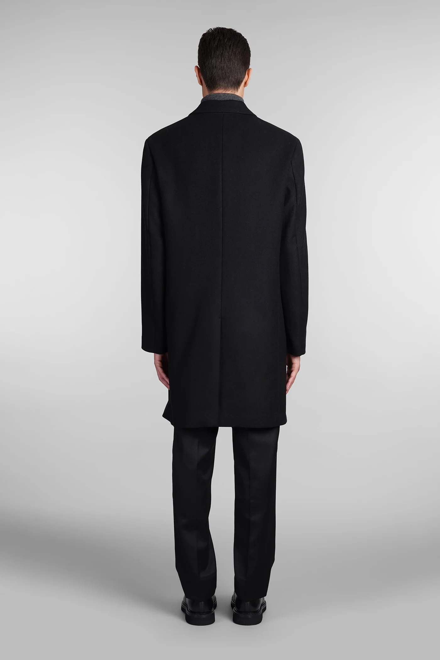 Coat melton Coat in black wool - Image 3