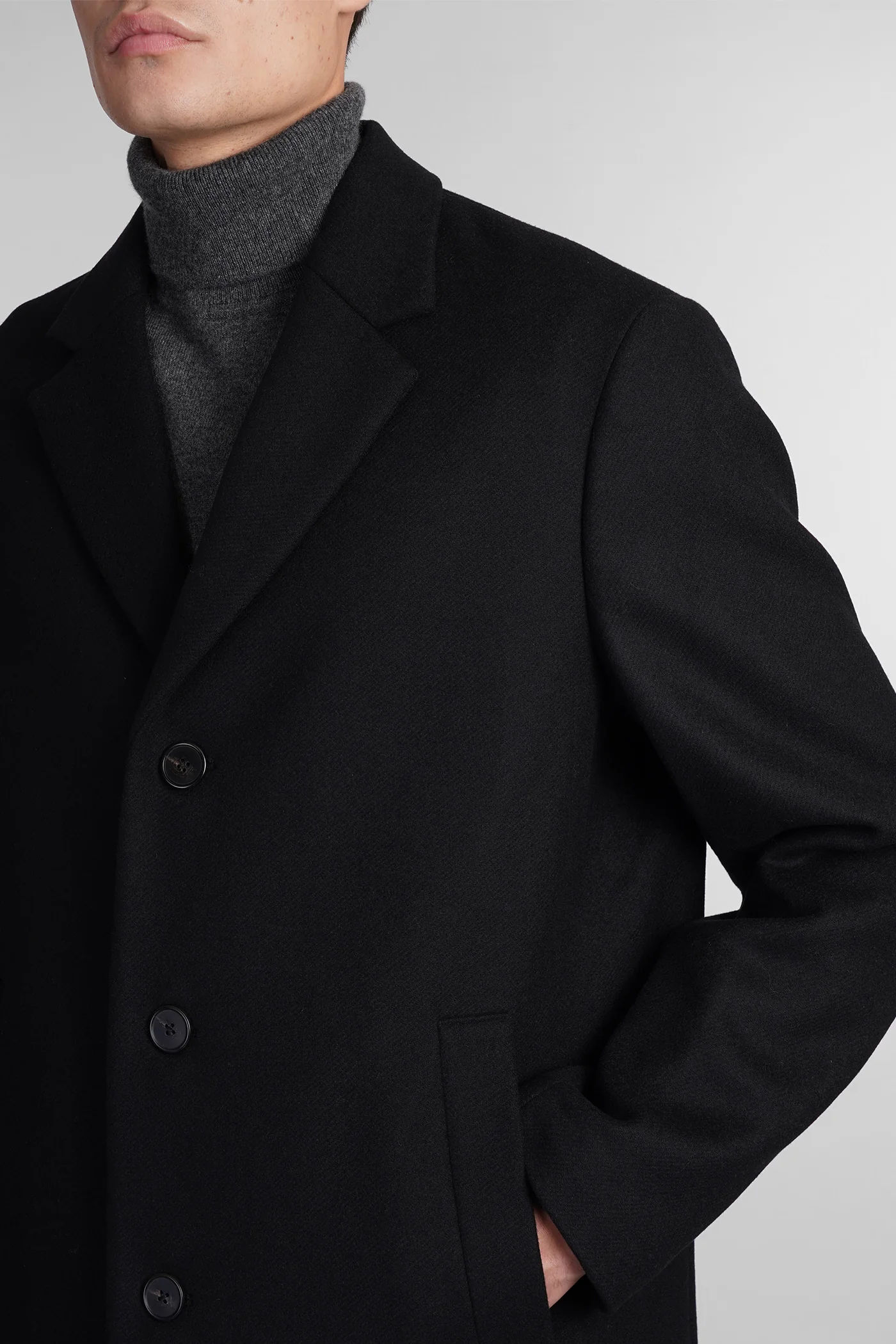 Coat melton Coat in black wool - Image 5