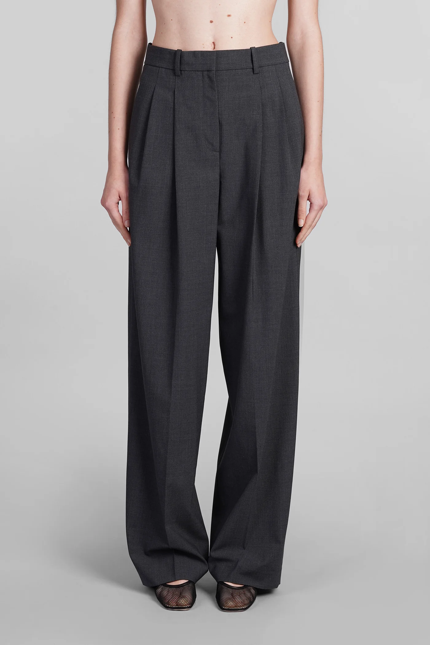 Pants in grey polyamide polyester